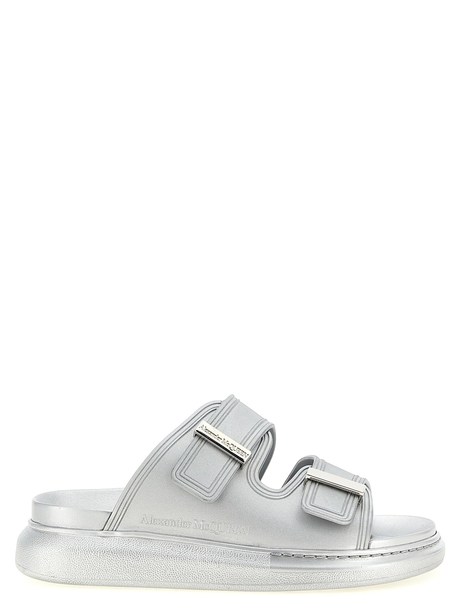 Alexander McQueen Silver Rubber Slides