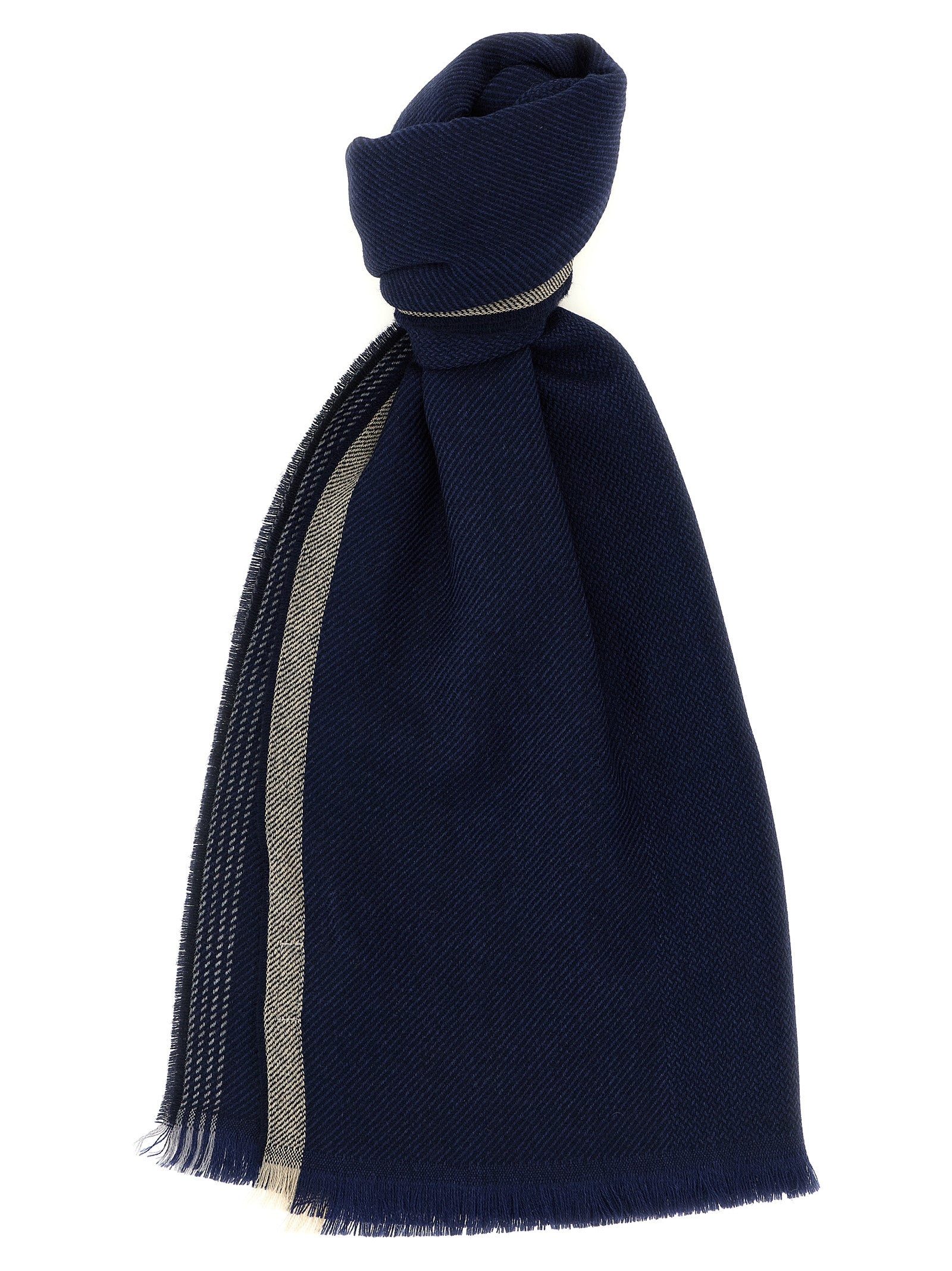 Brunello Cucinelli Blue Wool Scarf