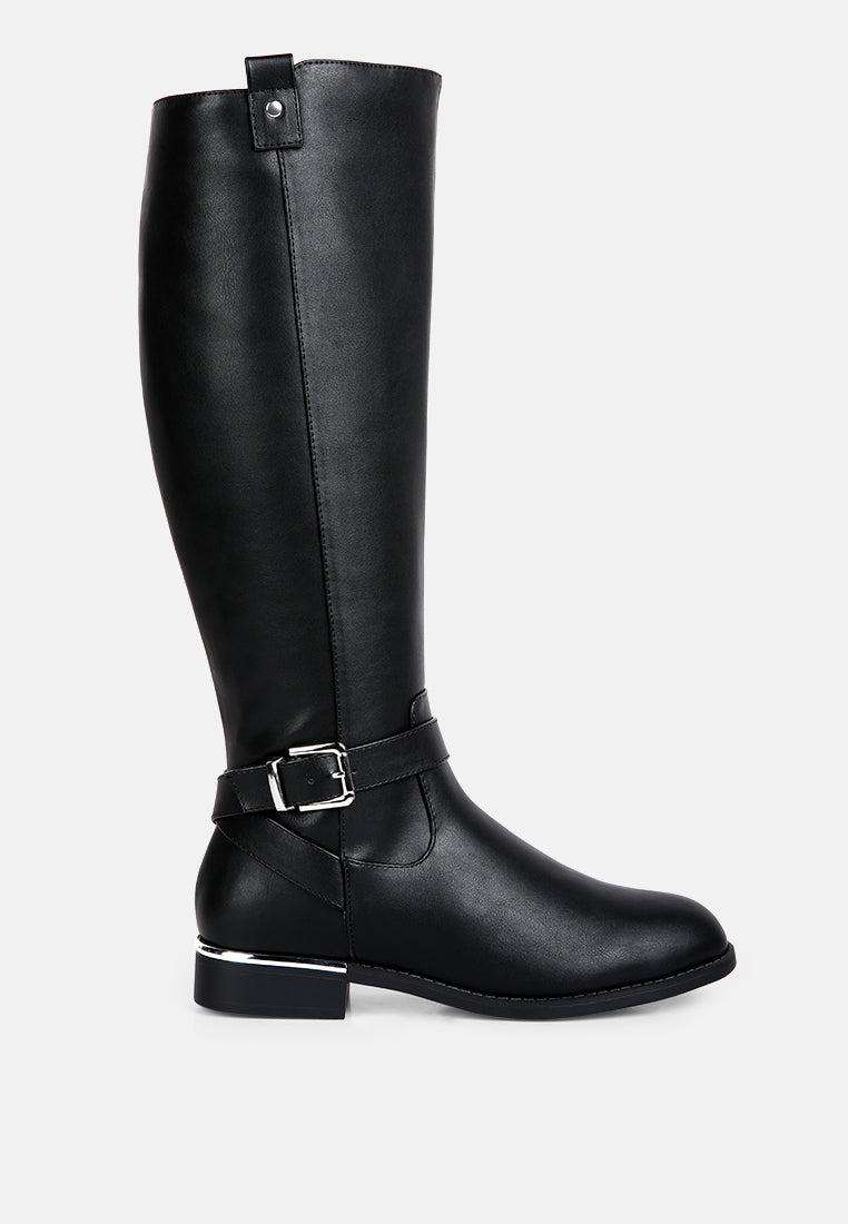 Renny Buckle Strap Embellished Calf Boots LUNESCAPE