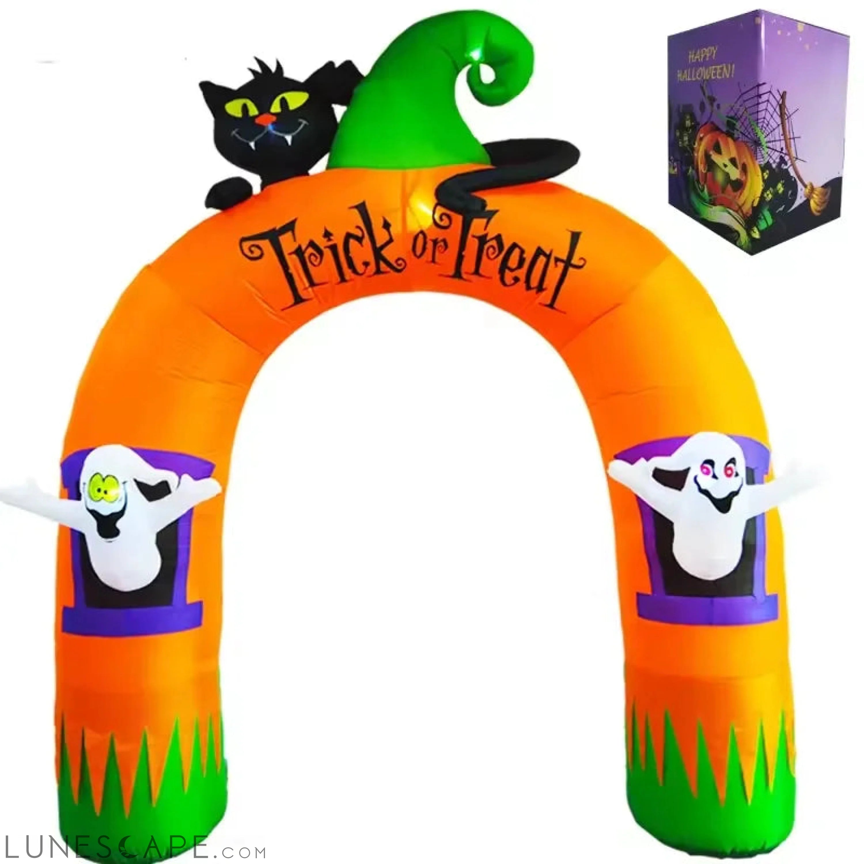 Factory Stock 10FT Giant Inflatable Arch With Black Cat and Ghosts Outdoor Patio Lawn Halloween Inflatable Decorations LUNESCAPE