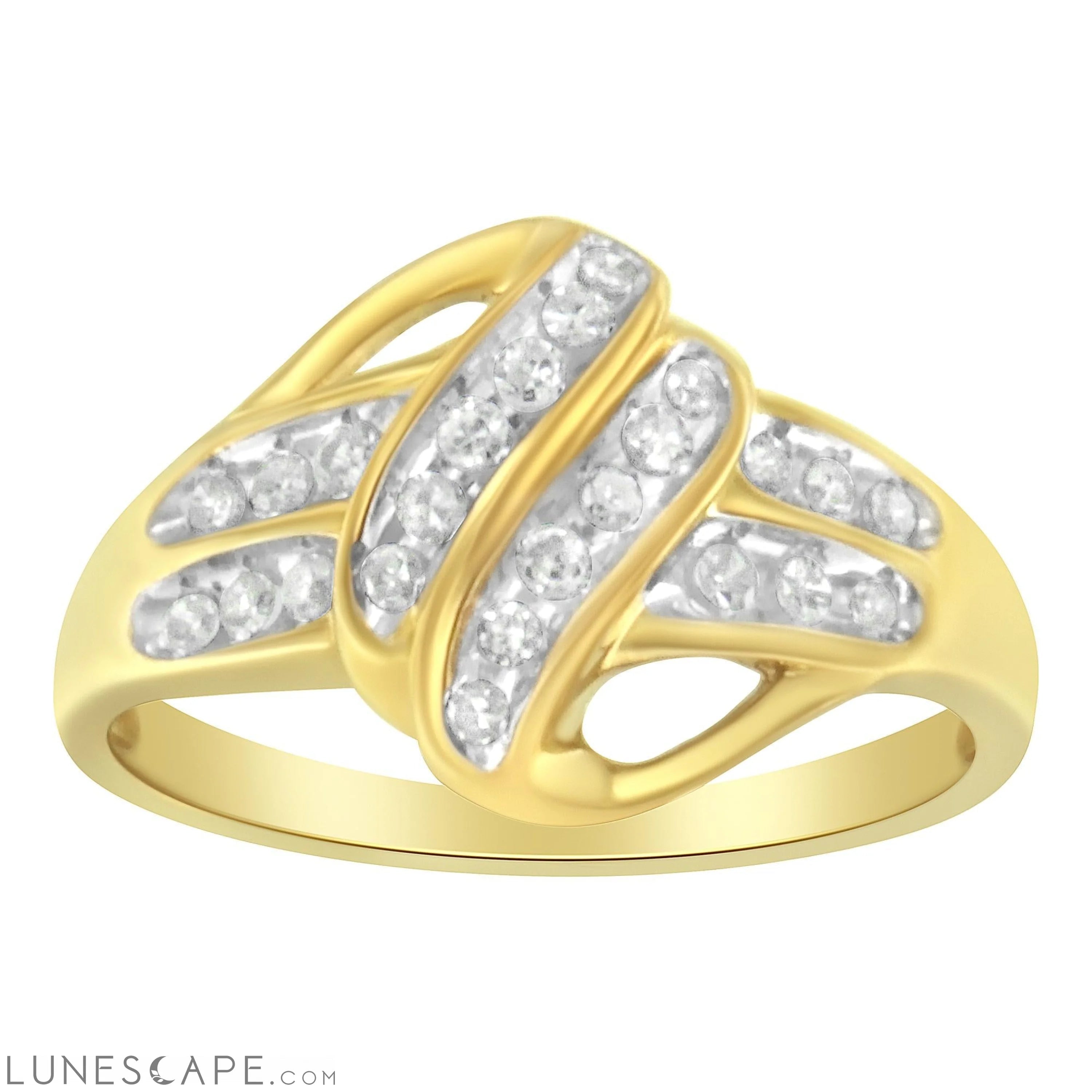 10K Yellow Gold Plated .925 Sterling Silver 1.0 Cttw Diamond Flower Cluster Open Halo Floral Ring (J-K Color, I2-I3 Clar LUNESCAPE