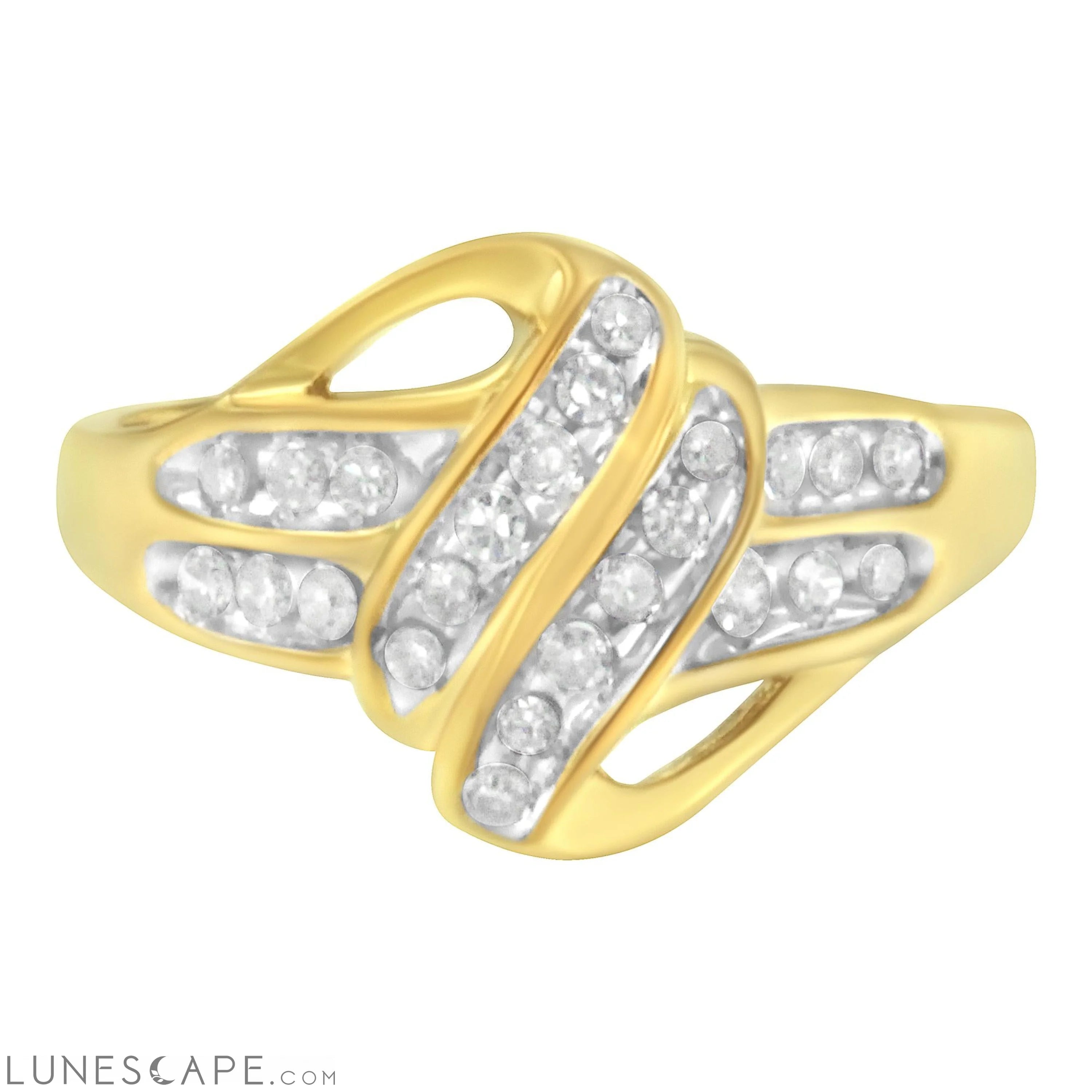 10K Yellow Gold Plated .925 Sterling Silver 1.0 Cttw Diamond Flower Cluster Open Halo Floral Ring (J-K Color, I2-I3 Clar LUNESCAPE