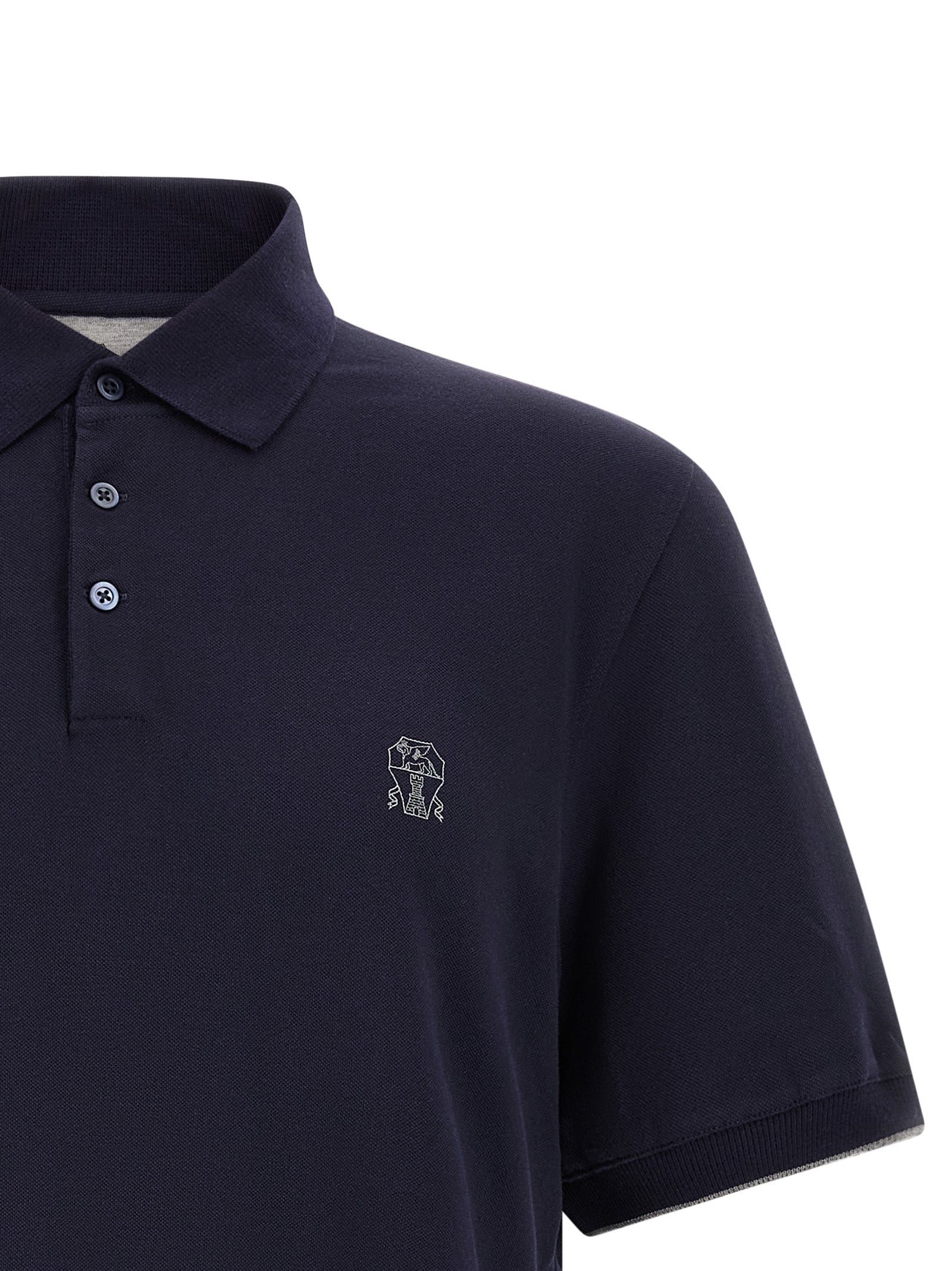 Brunello Cucinelli Blue Cotton Polo Shirt