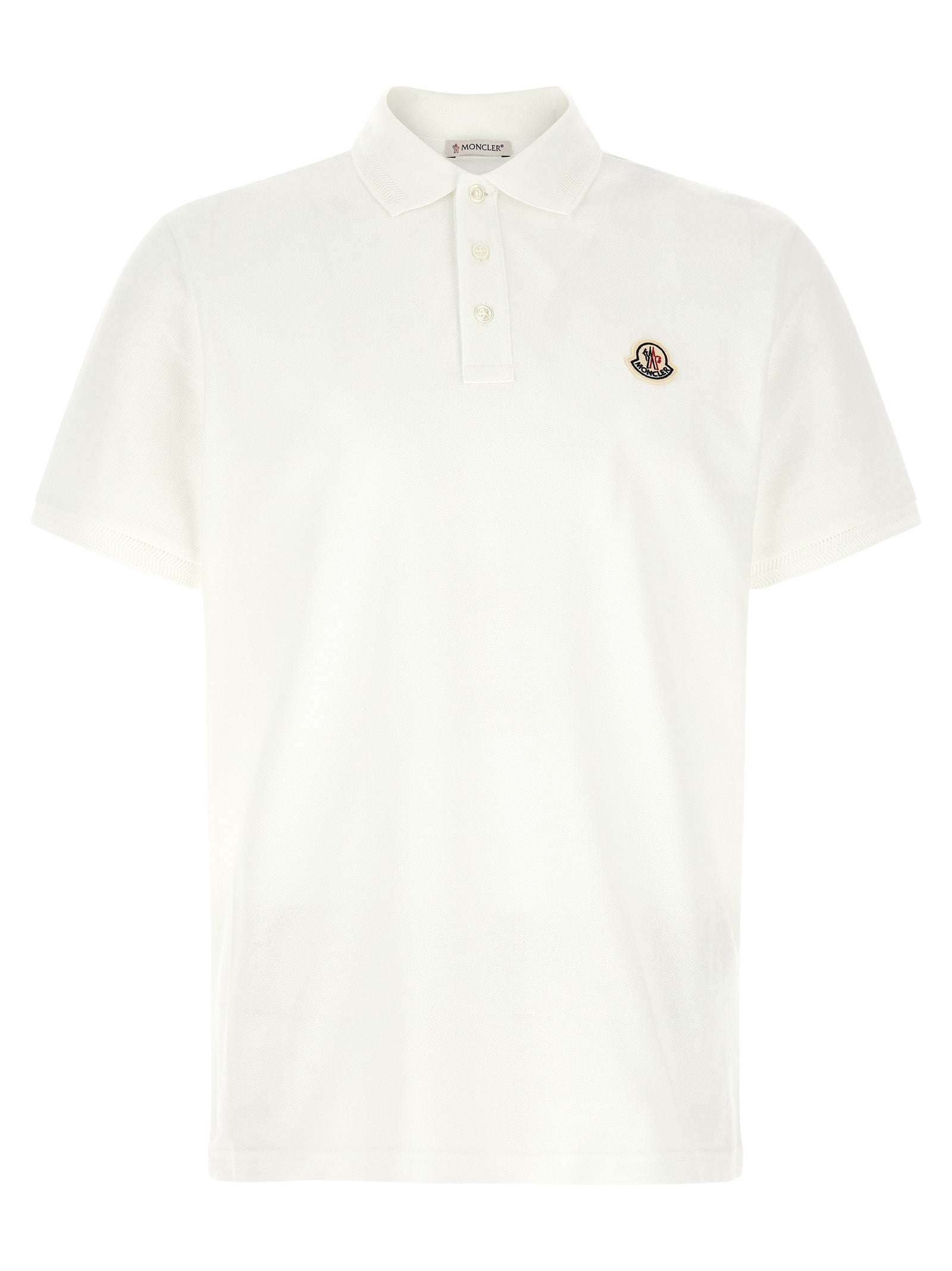 Moncler White Cotton Polo Shirt
