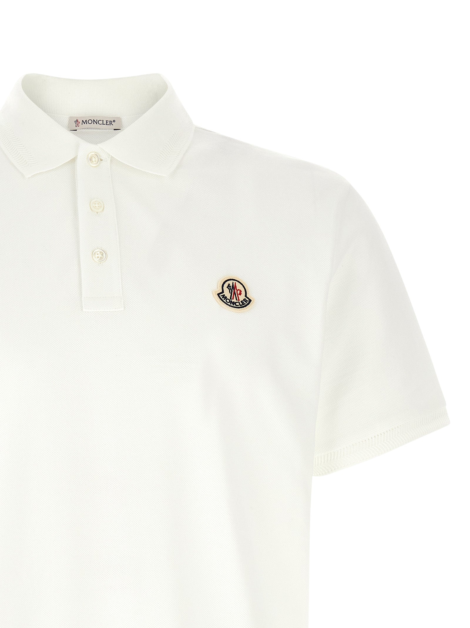 Moncler White Cotton Polo Shirt