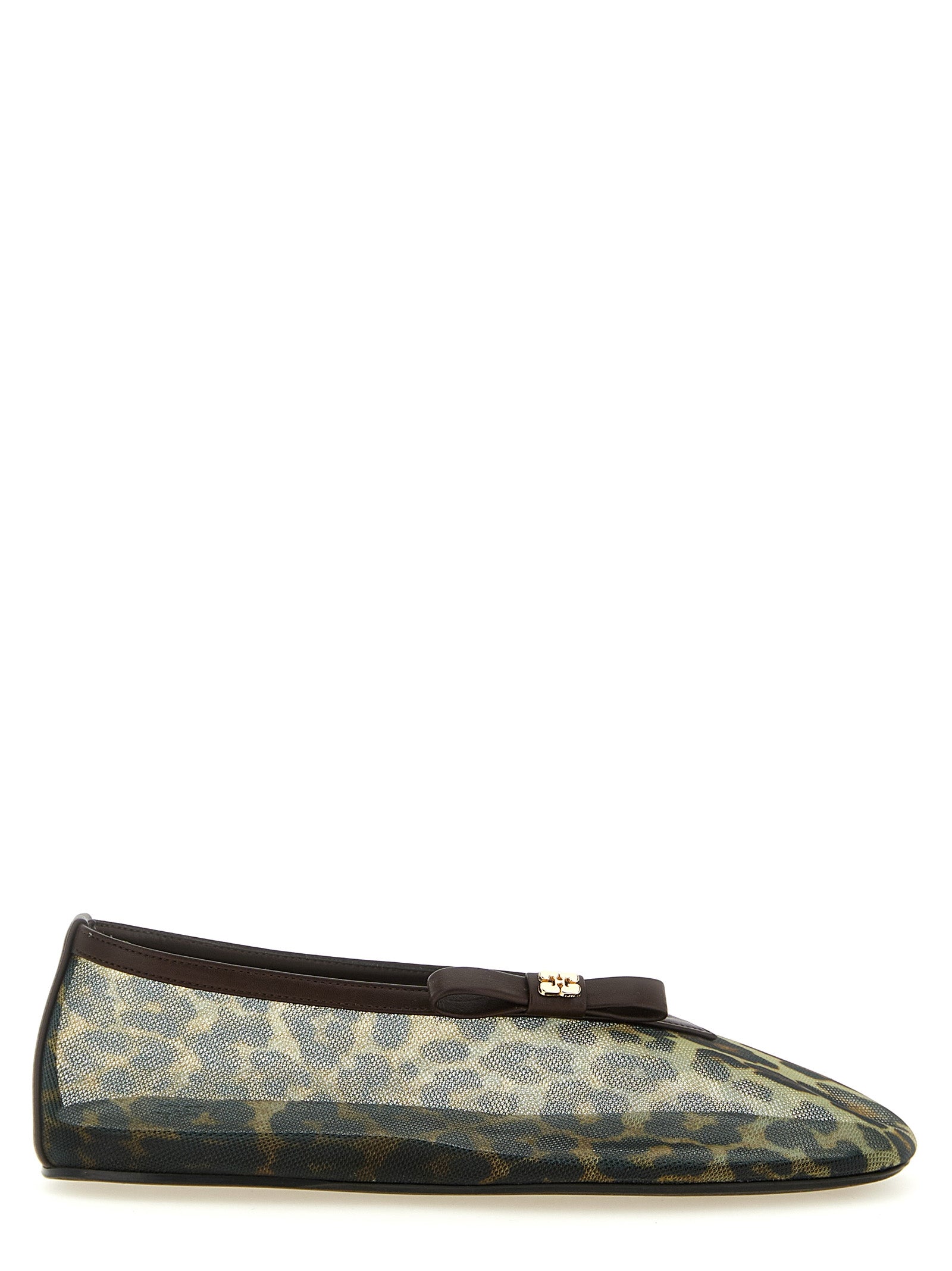 Ganni Brown Nylon Ballet Flats