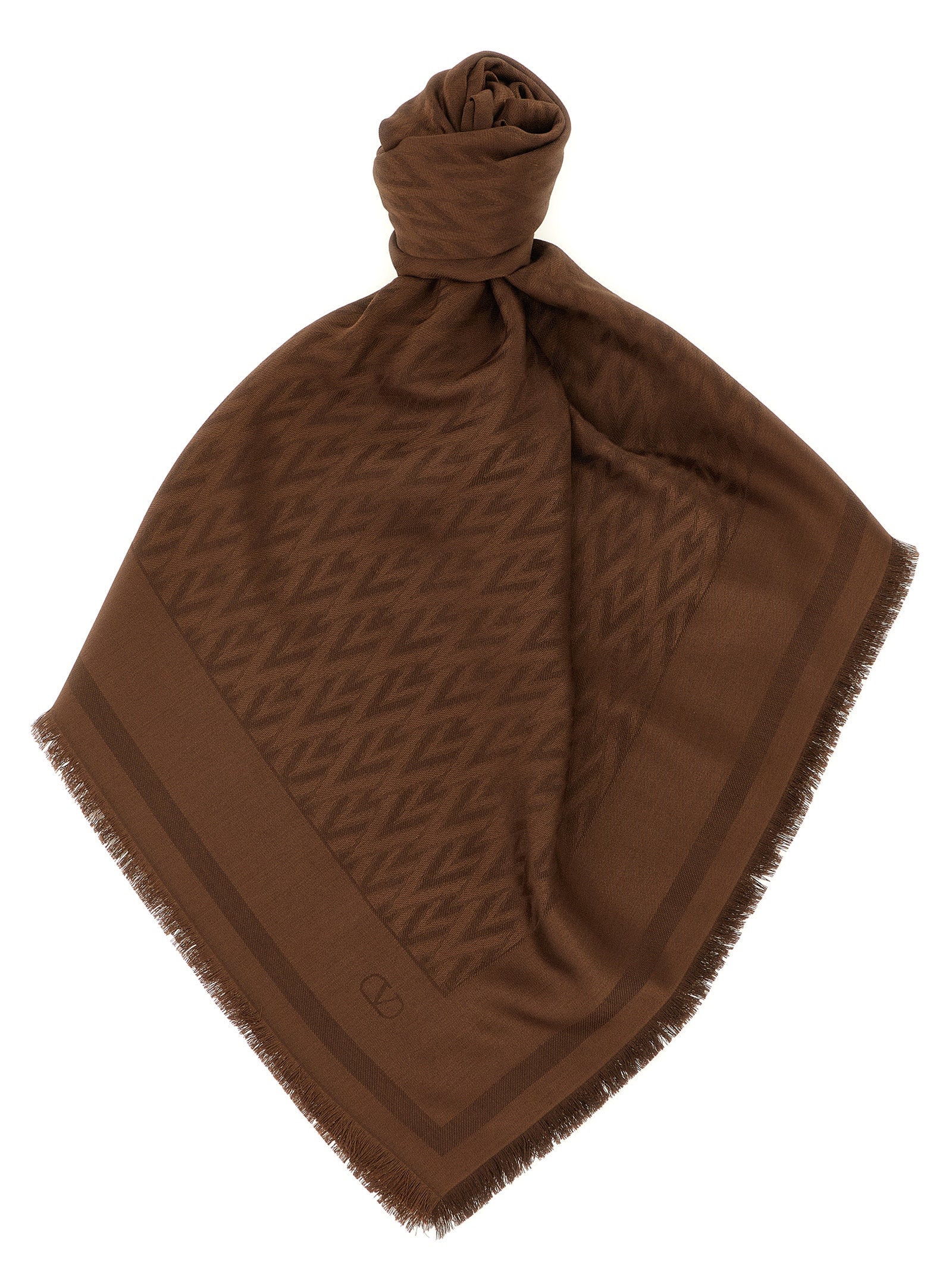Valentino Garavani Brown Silk Scarf