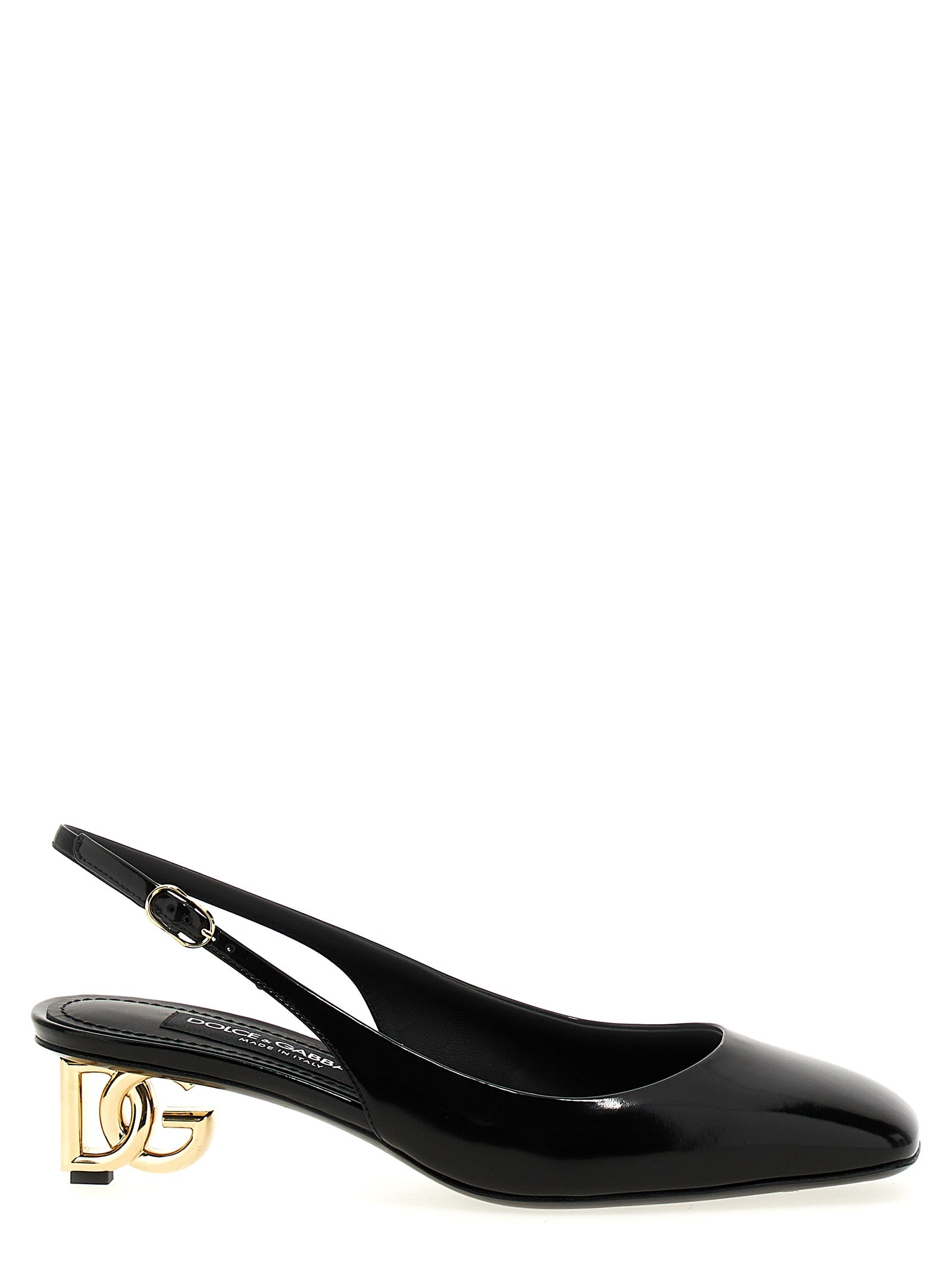 Dolce & Gabbana Black Calfskin Mid Heel Pumps