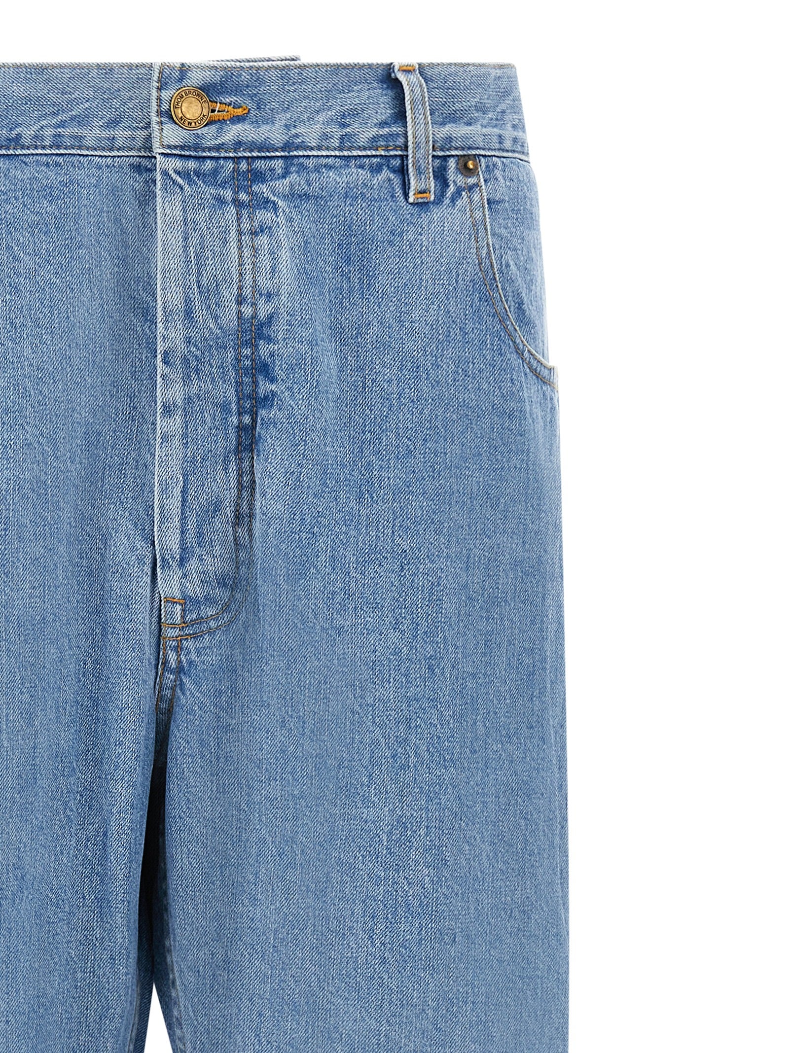 Thom Browne Blue Cotton Straight-Leg Jeans