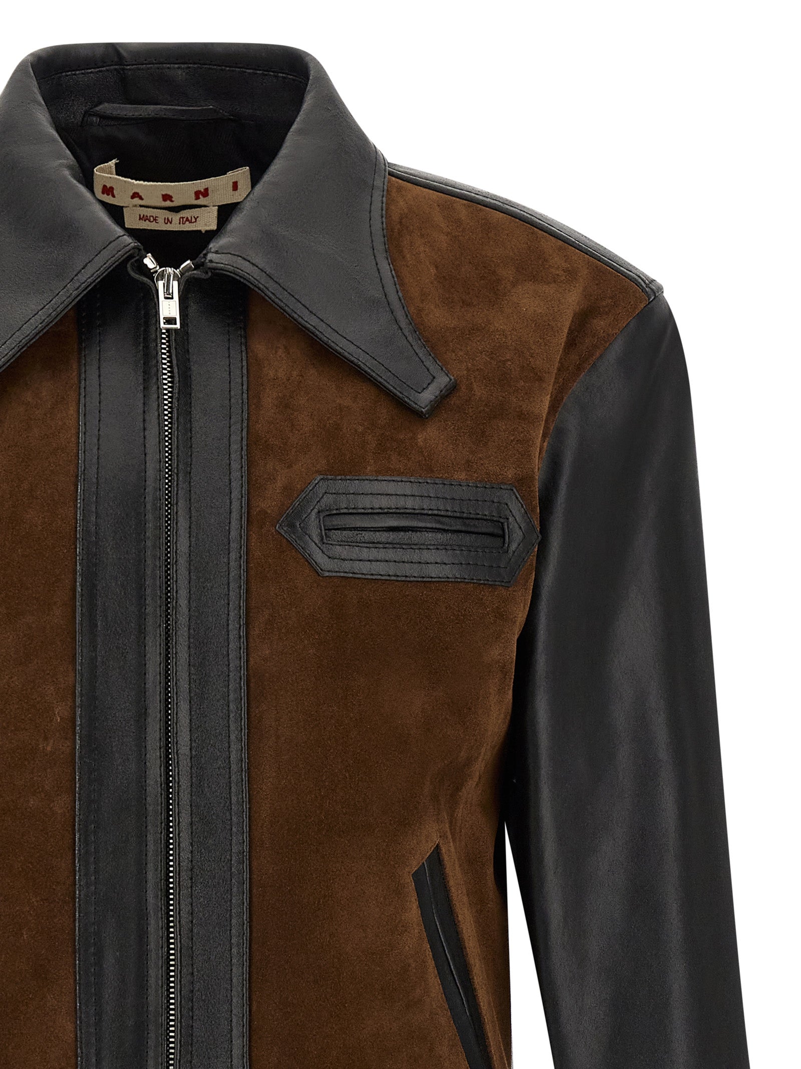 Marni Multicolor Calfskin Leather Jacket