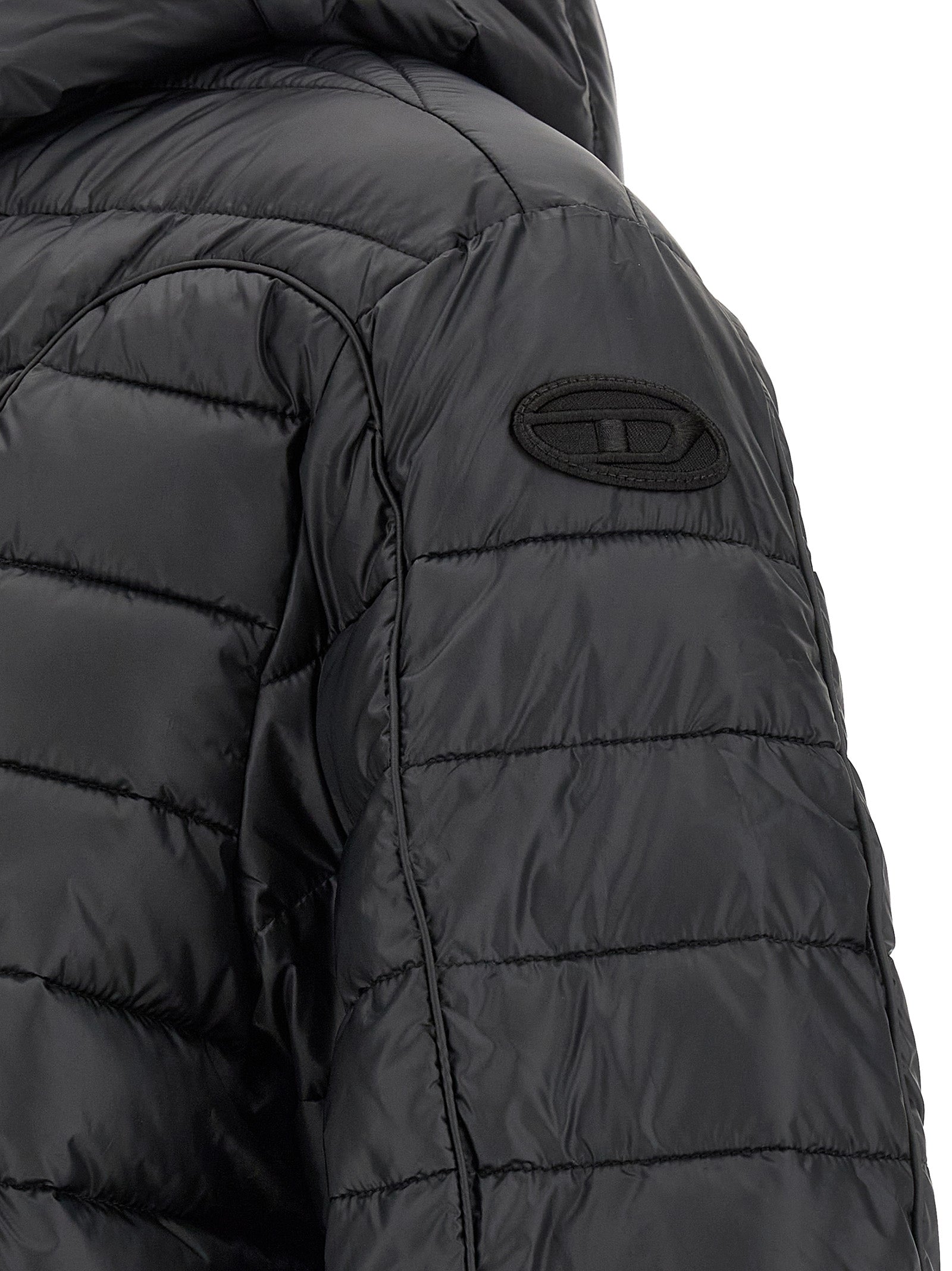 Diesel Black Polyester Full-Length Jacket
