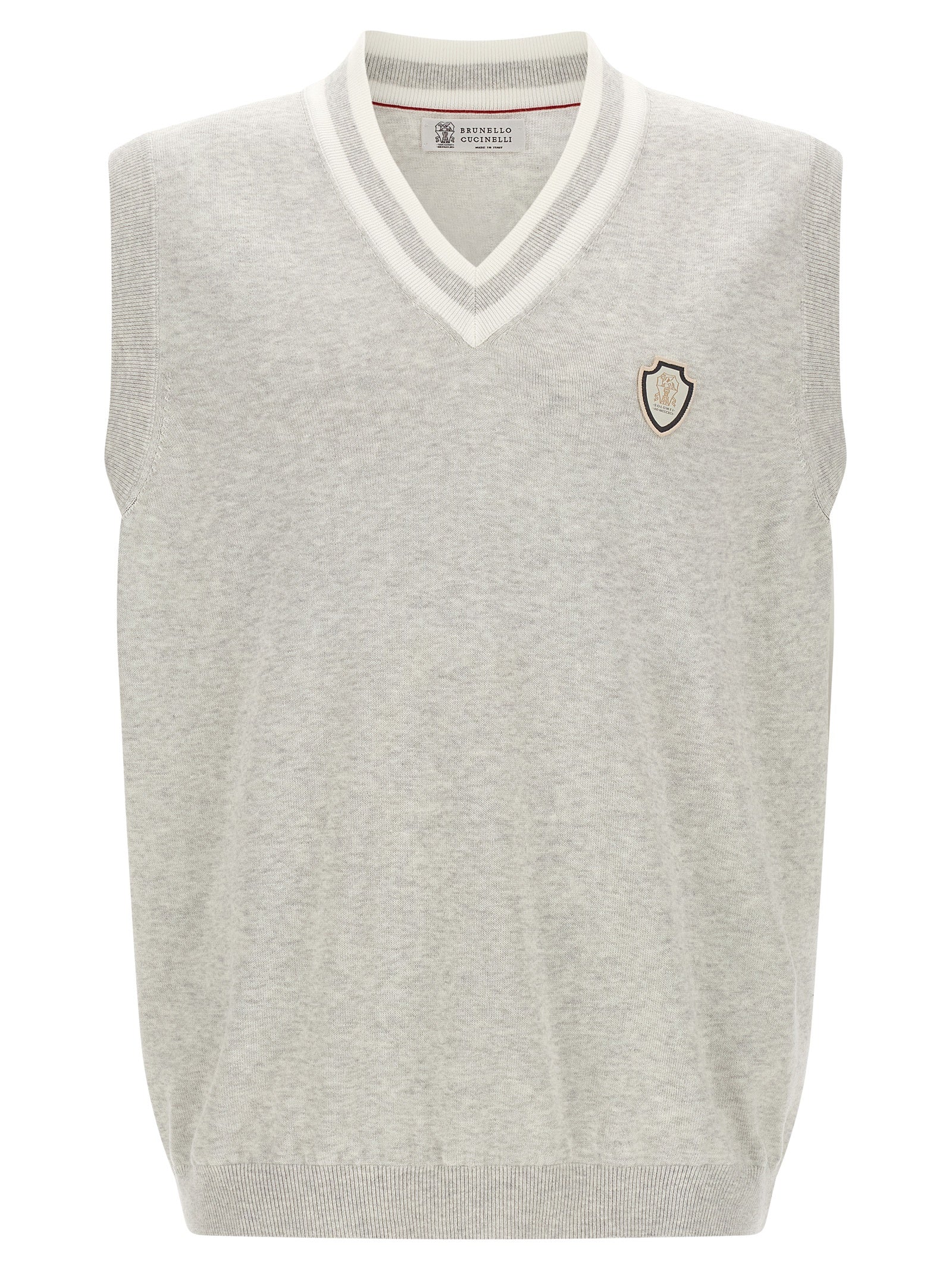 Brunello Cucinelli Gray Cotton Sleeveles Sweater
