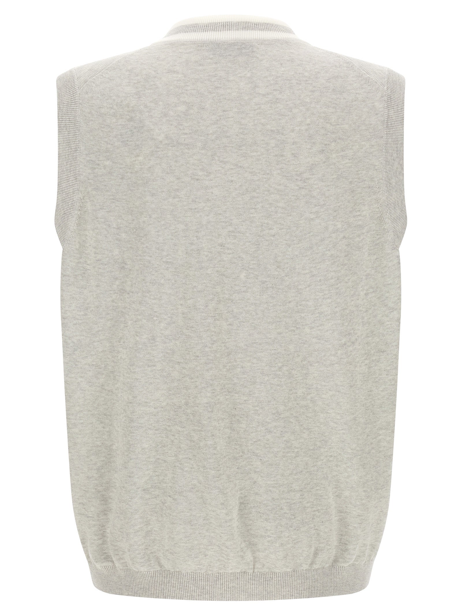 Brunello Cucinelli Gray Cotton Sleeveles Sweater