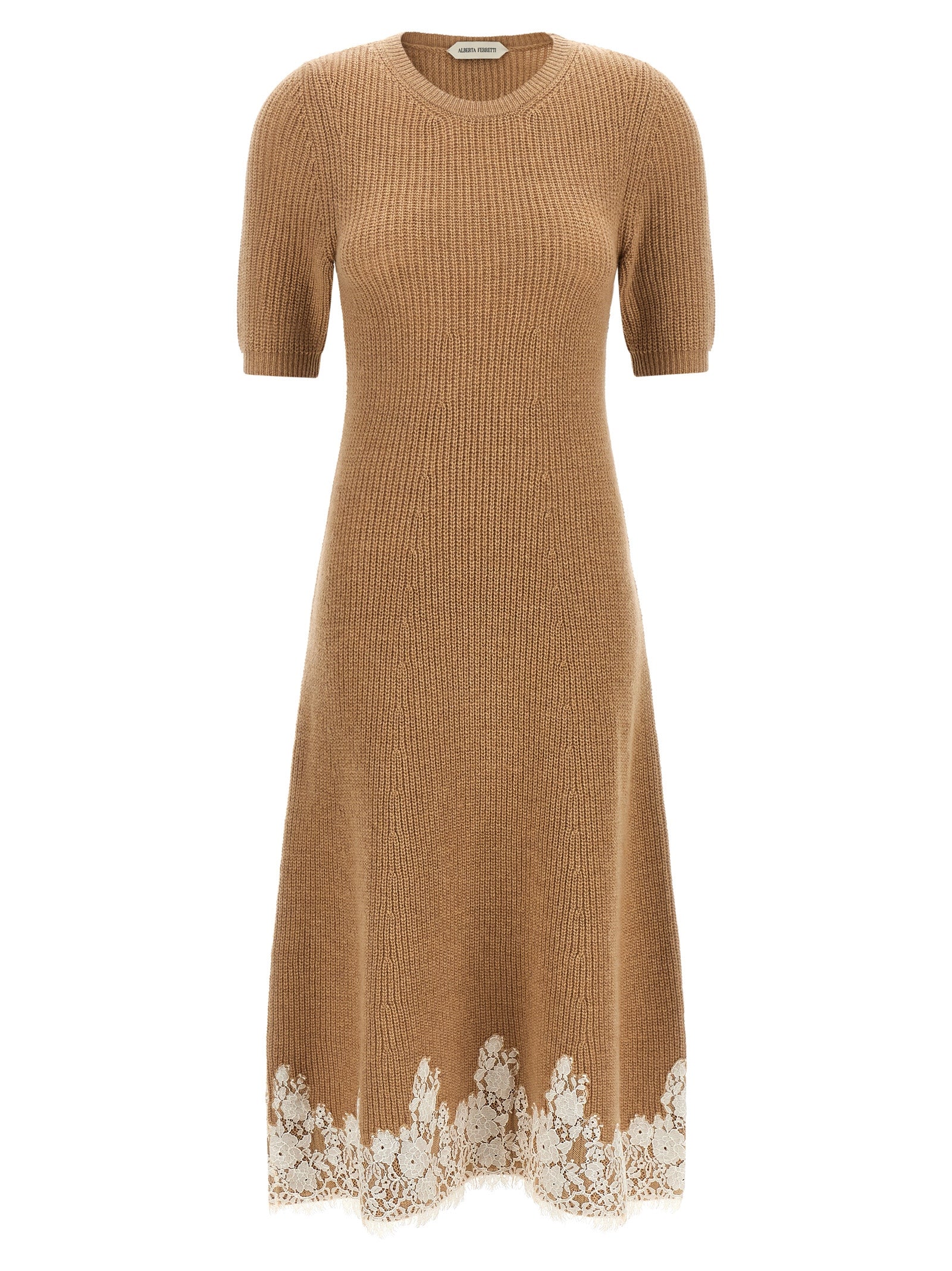 Alberta Ferretti Brown Cashmere Midi Dress