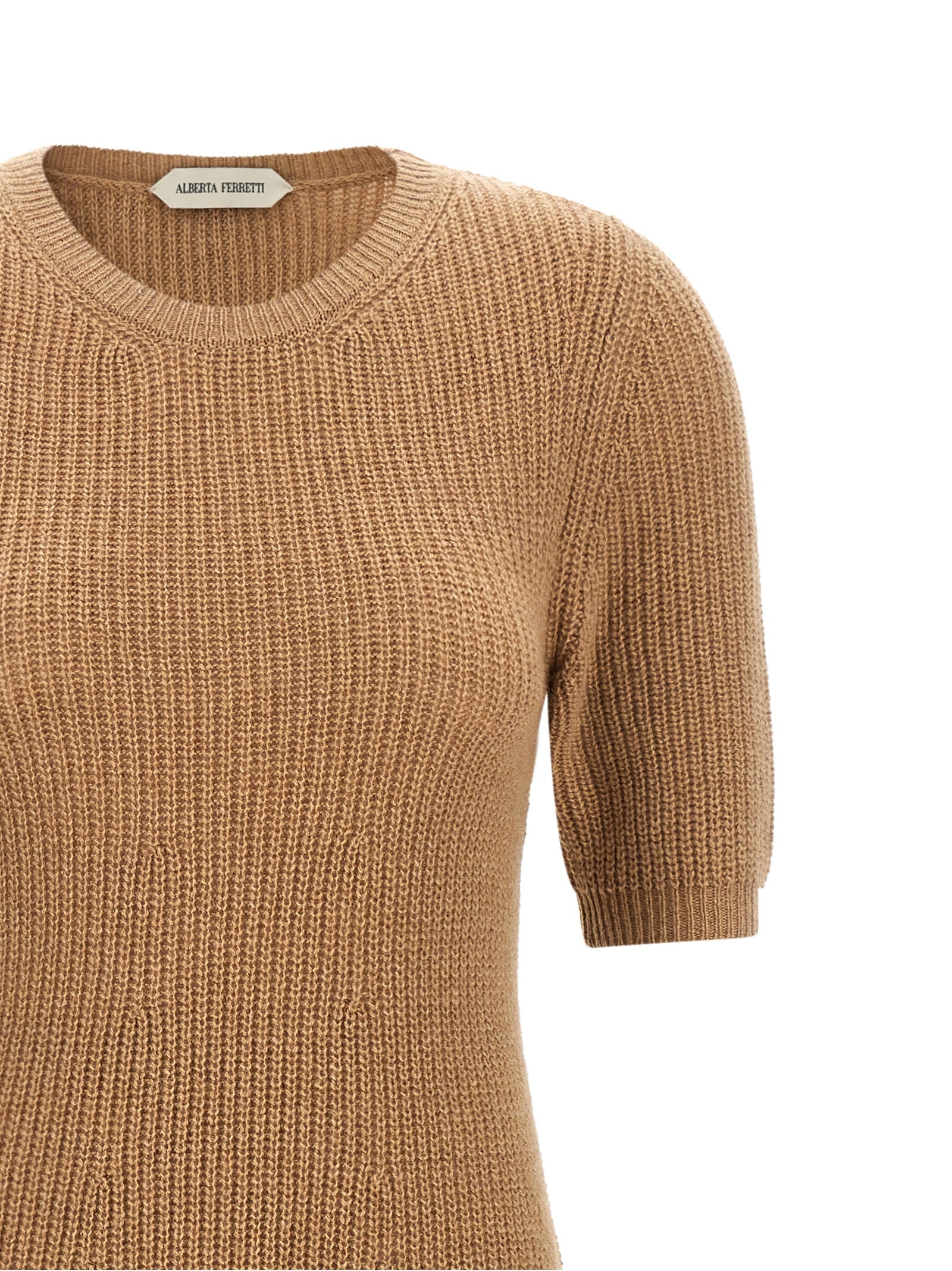 Alberta Ferretti Brown Cashmere Midi Dress