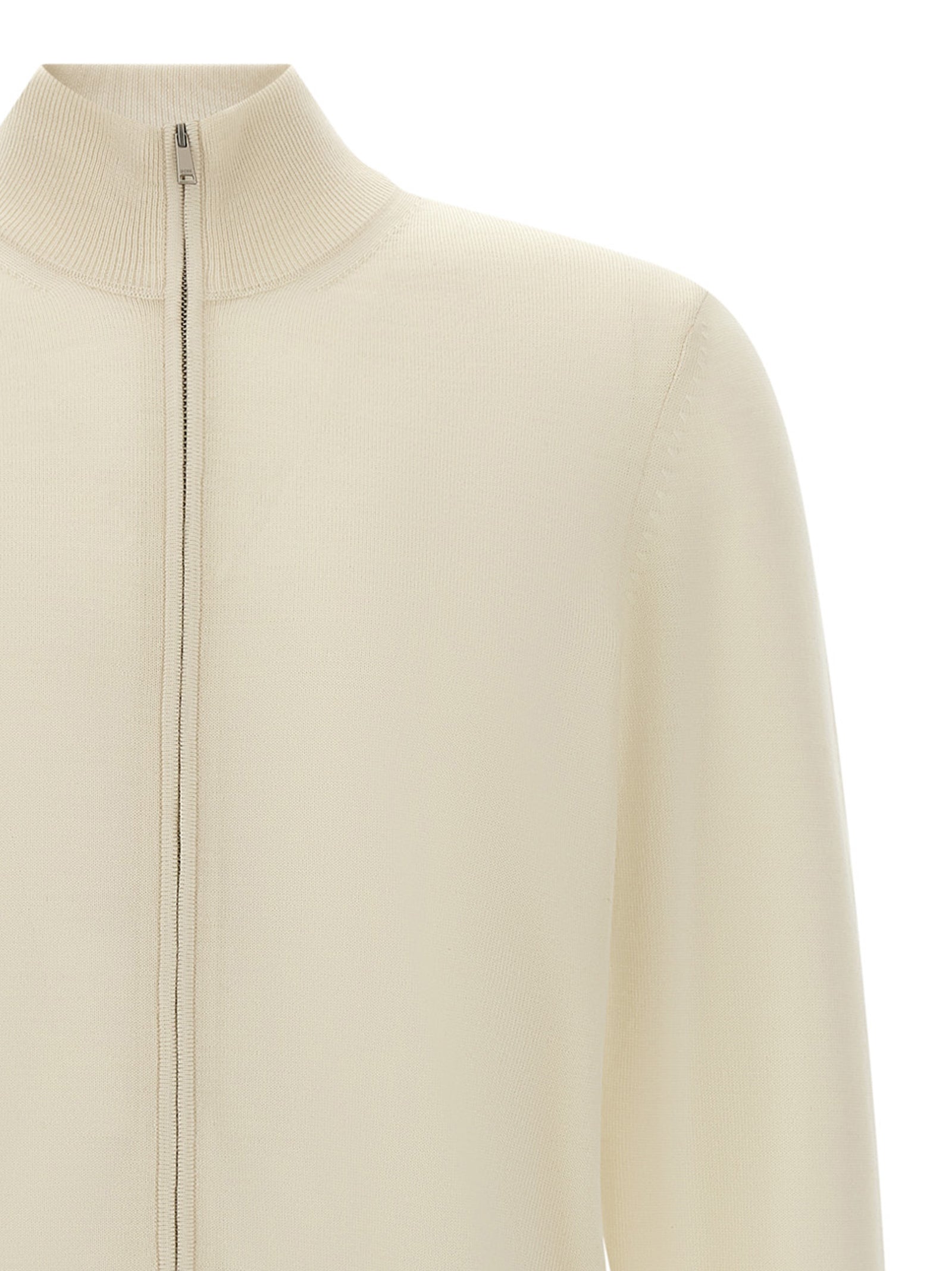 Hugo Boss White Virgin Wool Cardigan
