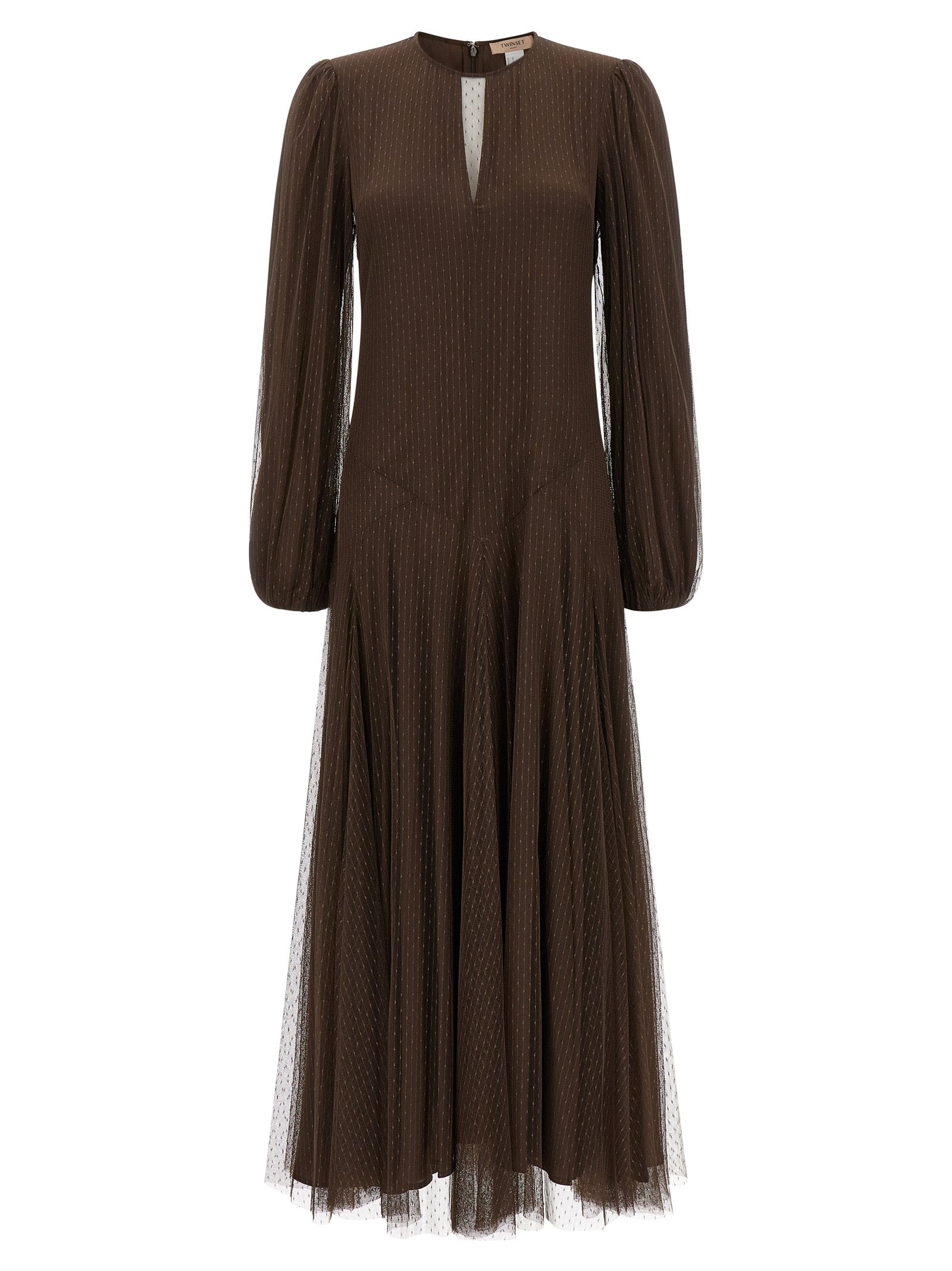 Twinset Brown Polyester Long Dress