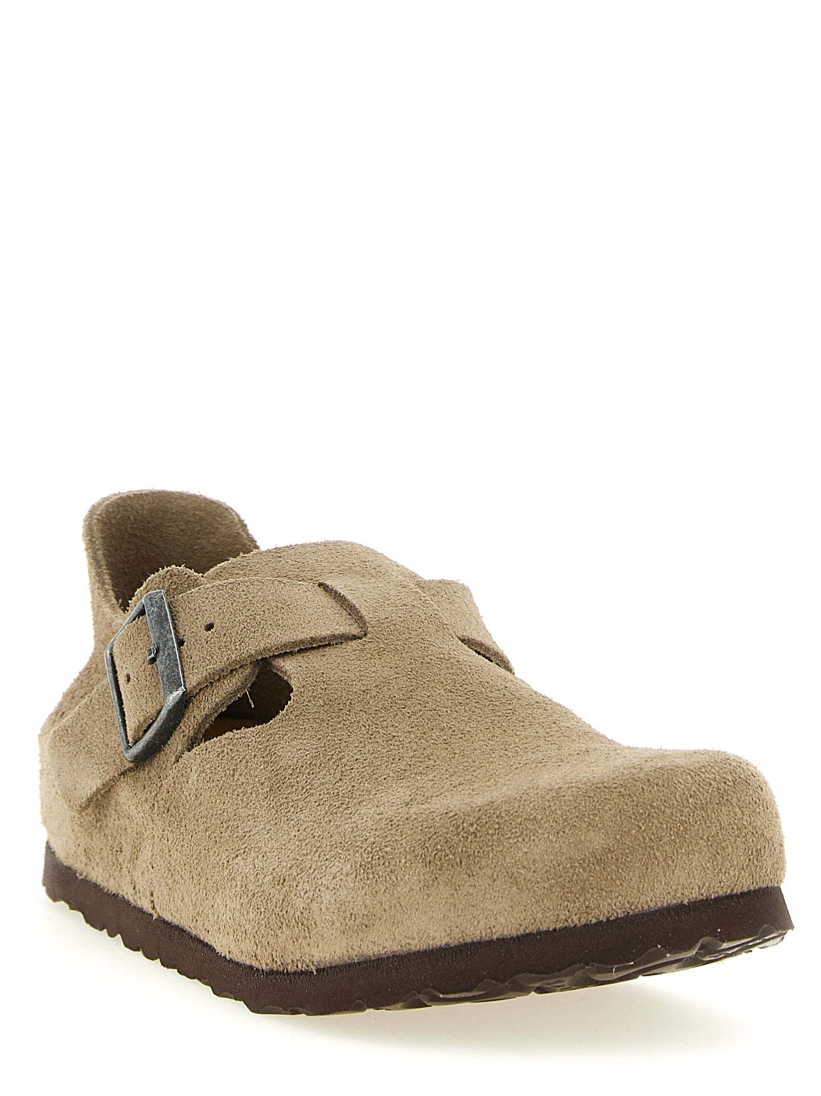 Birkenstock Beige Suede Leather Clogs