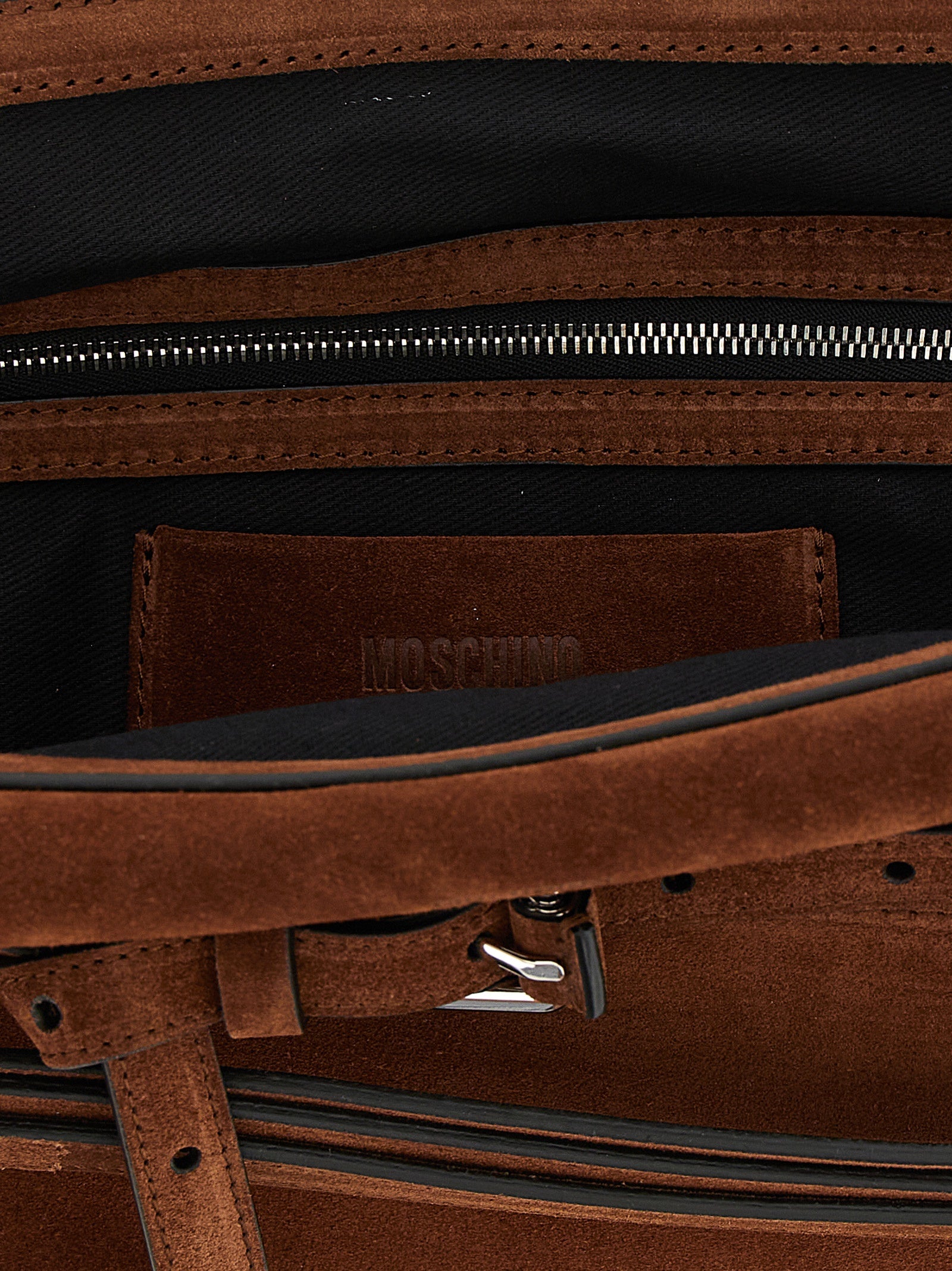 Moschino Brown Calfskin Clutch Bag