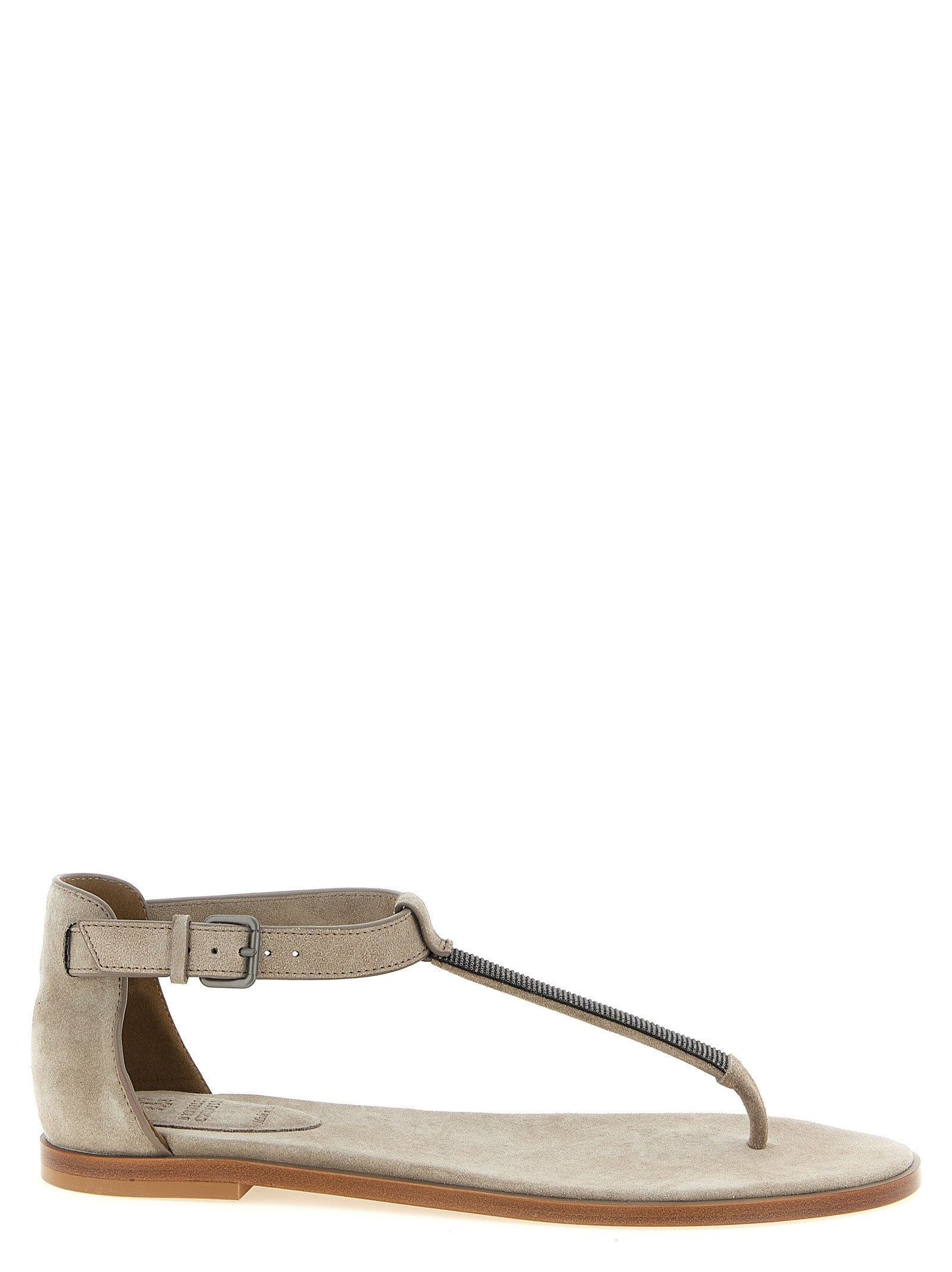 Brunello Cucinelli Beige Calfskin Flat Sandals