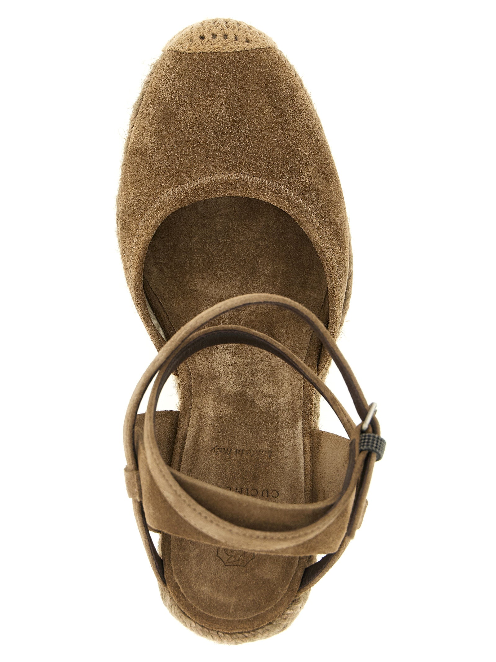 Brunello Cucinelli Brown Calfskin Wedge Sandals