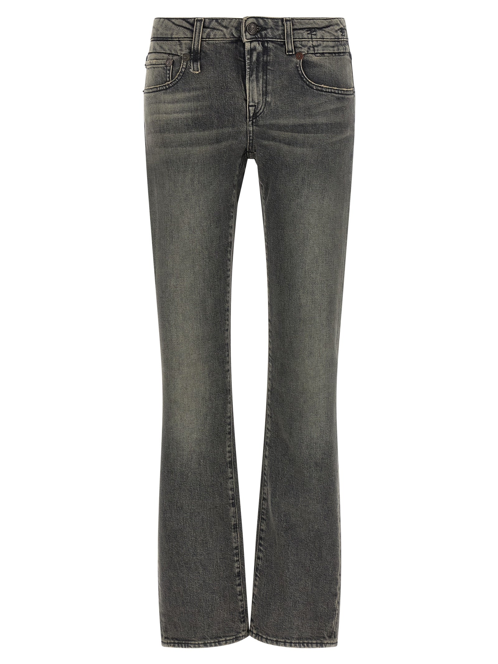 R13 Black Cotton Bootcut Jeans