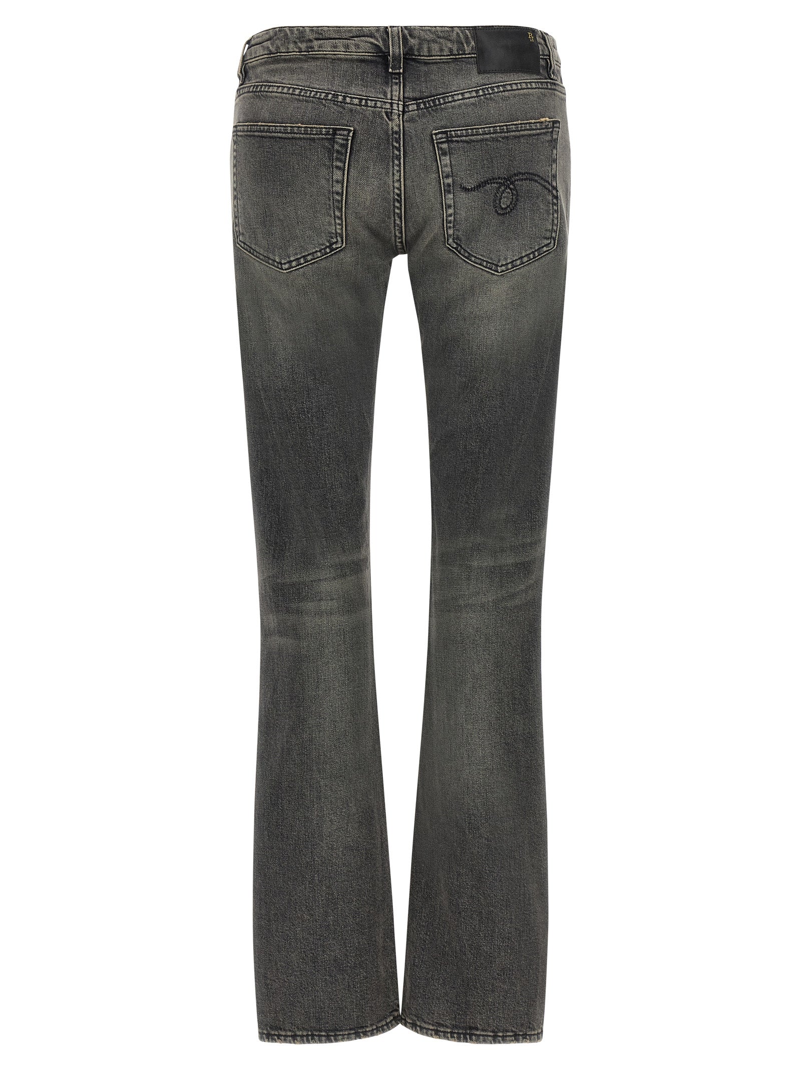 R13 Black Cotton Bootcut Jeans