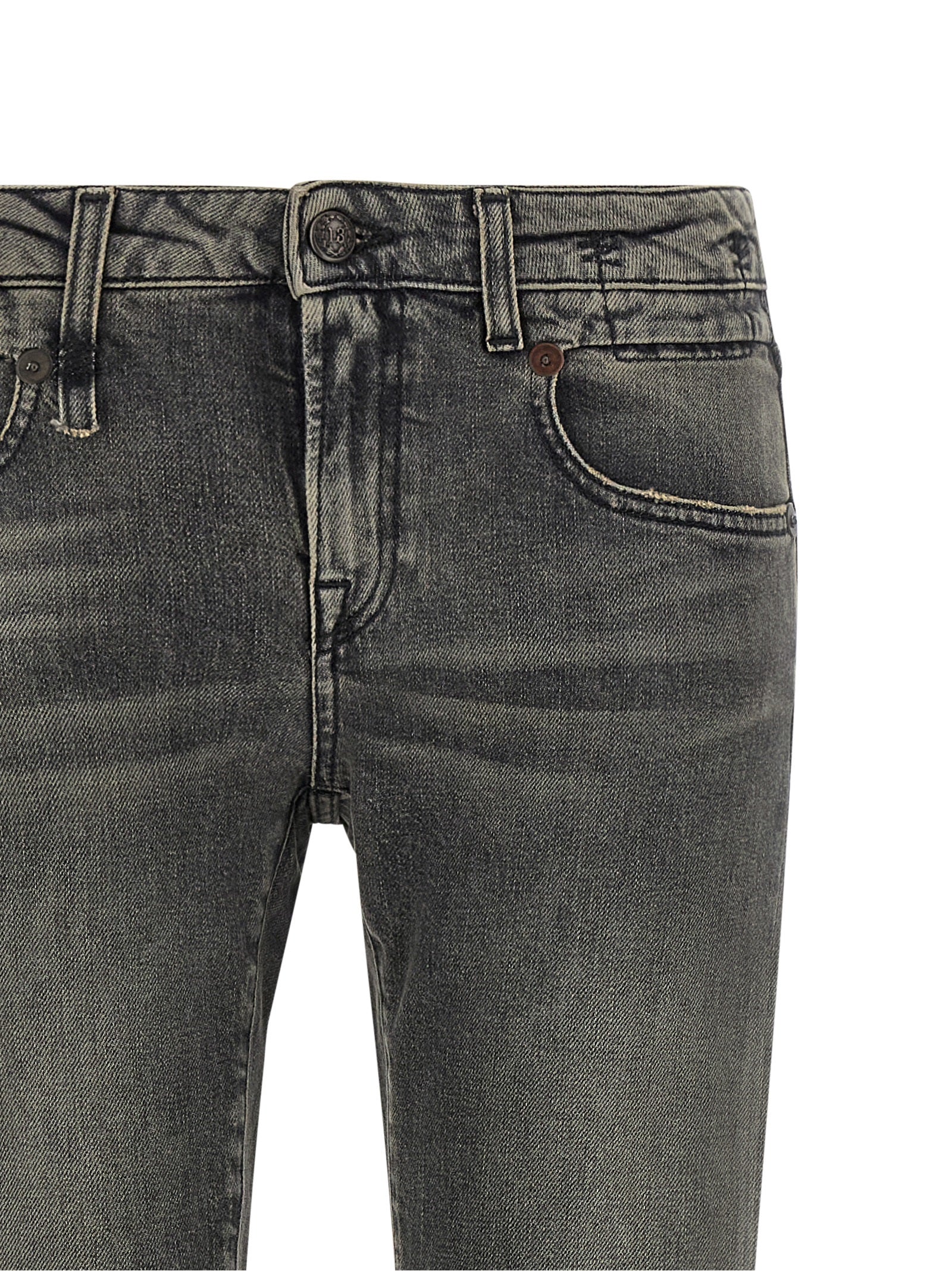 R13 Black Cotton Bootcut Jeans