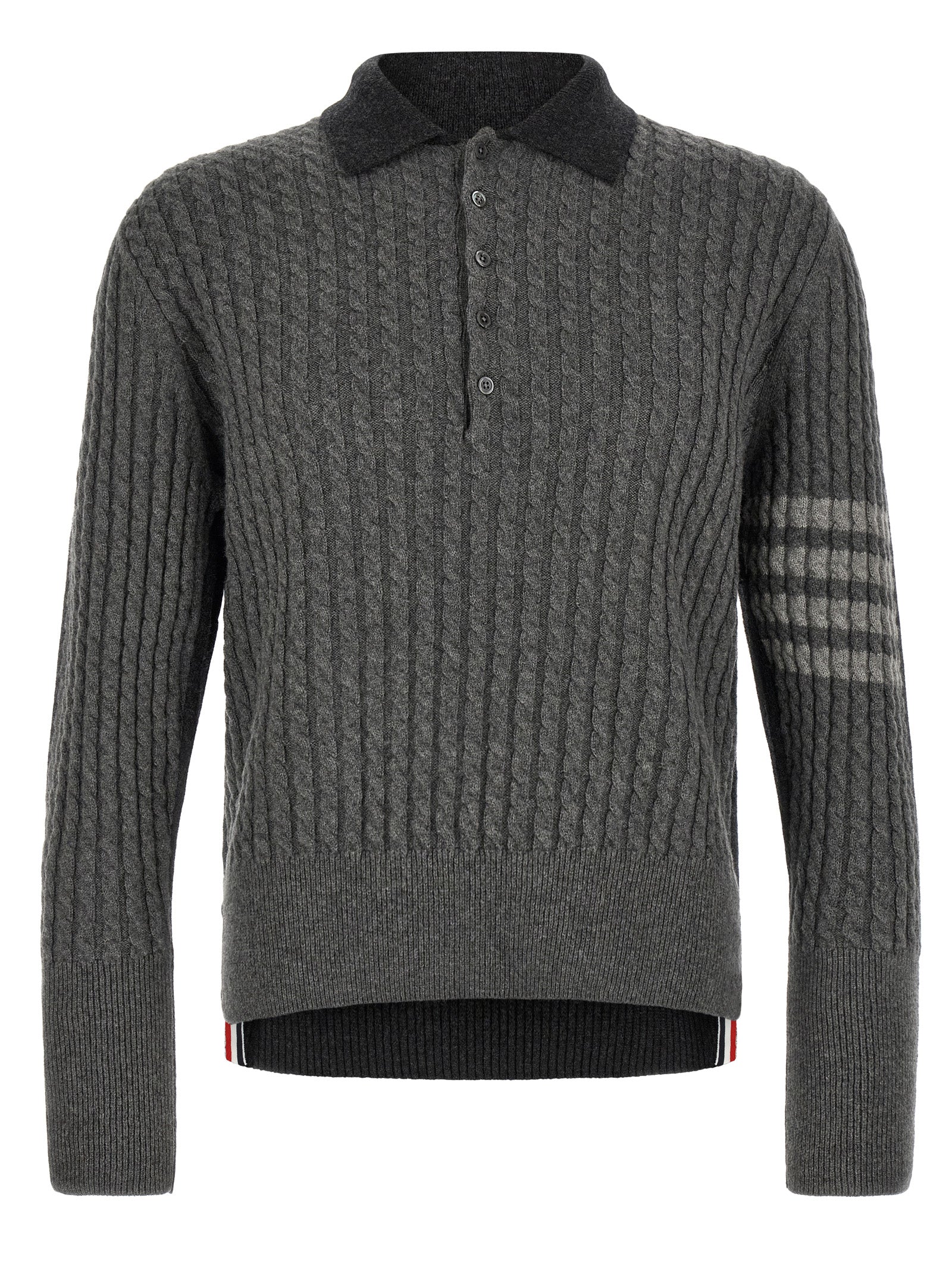 Thom Browne Gray Virgin Wool Polo Shirt