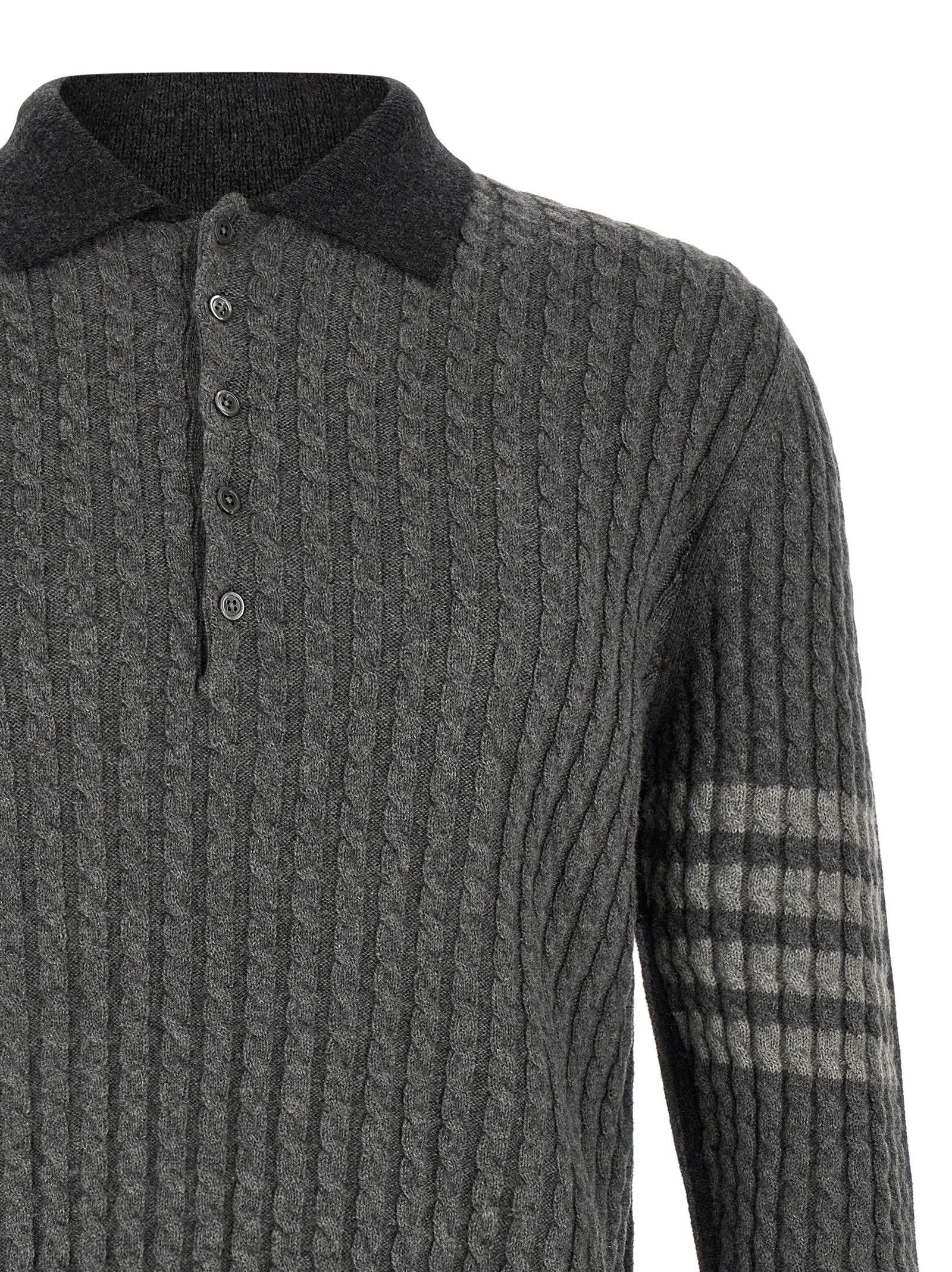 Thom Browne Gray Virgin Wool Polo Shirt