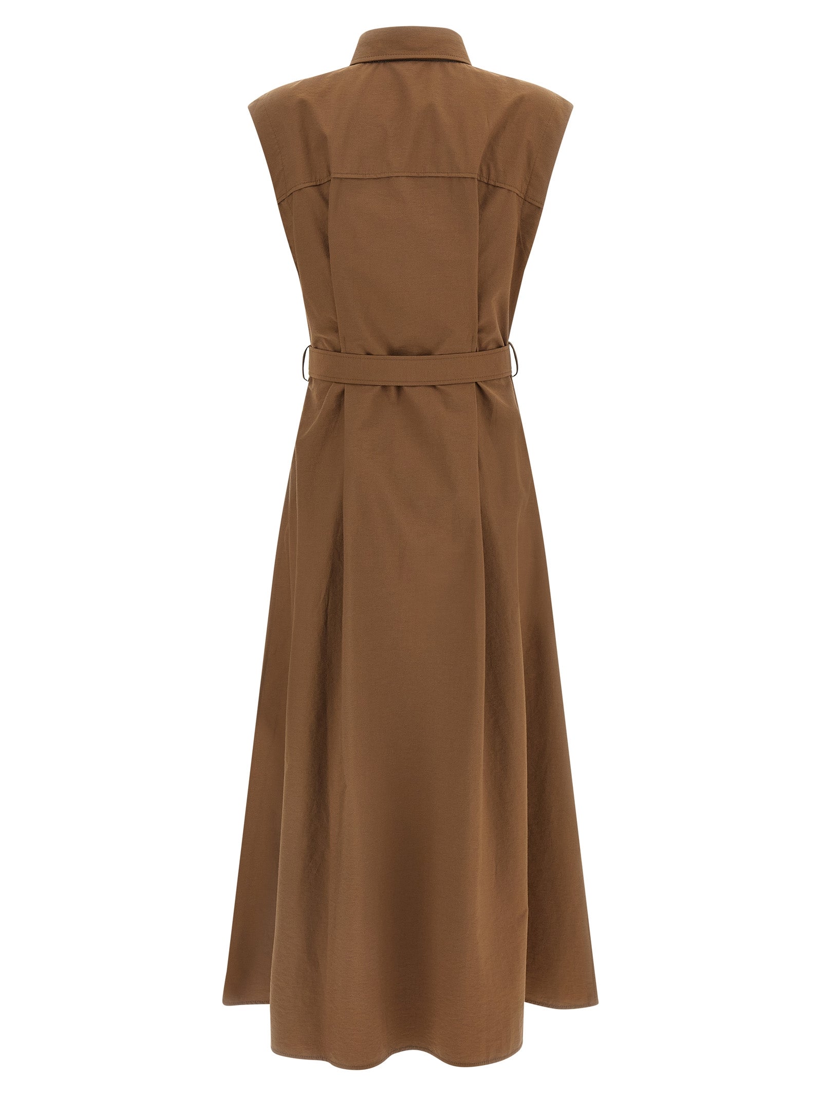 Brunello Cucinelli Brown Cotton Midi Dress
