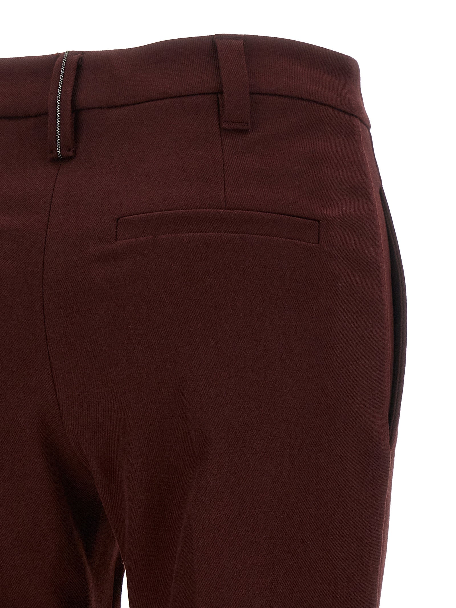 Brunello Cucinelli Bordeaux Cotton Casual Pants
