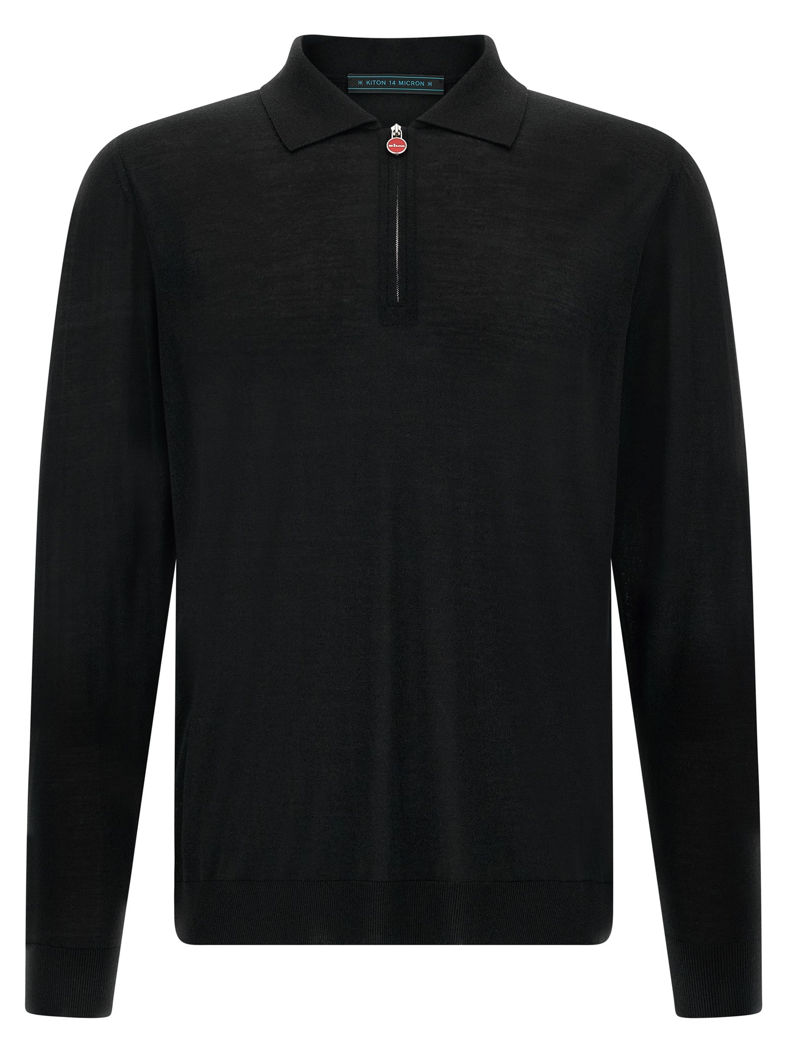 Kiton Black Wool Polo Shirt