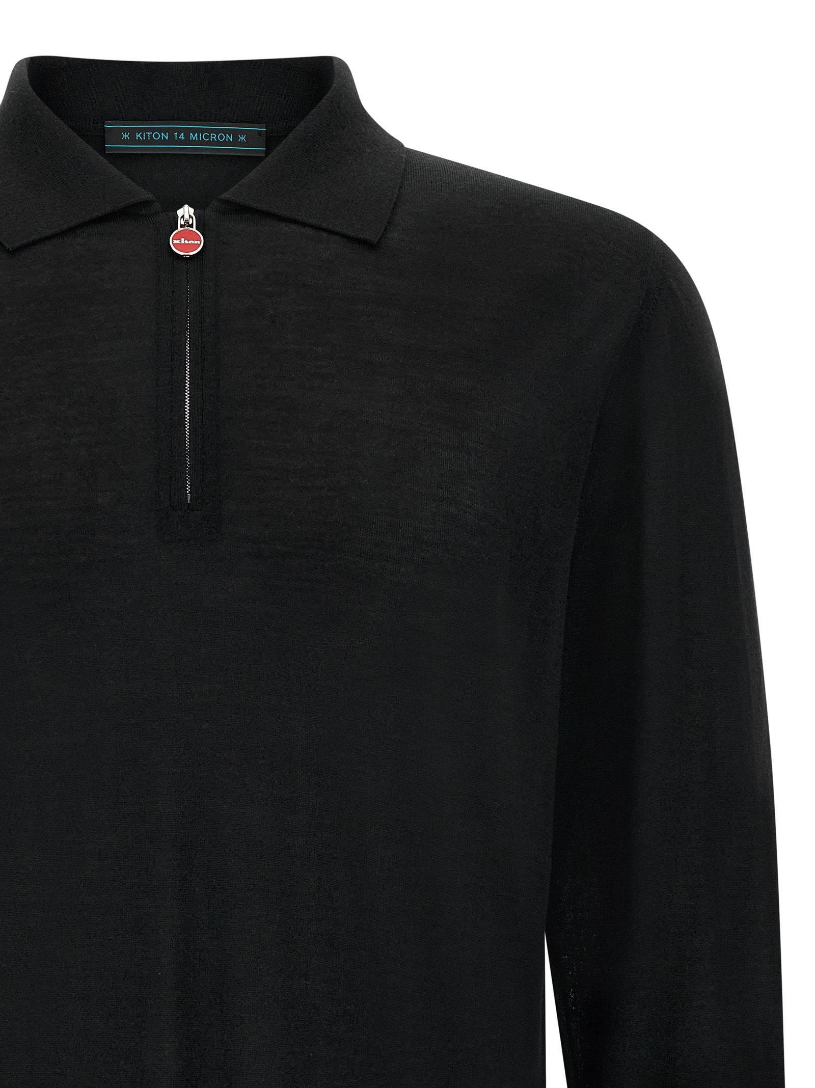 Kiton Black Wool Polo Shirt