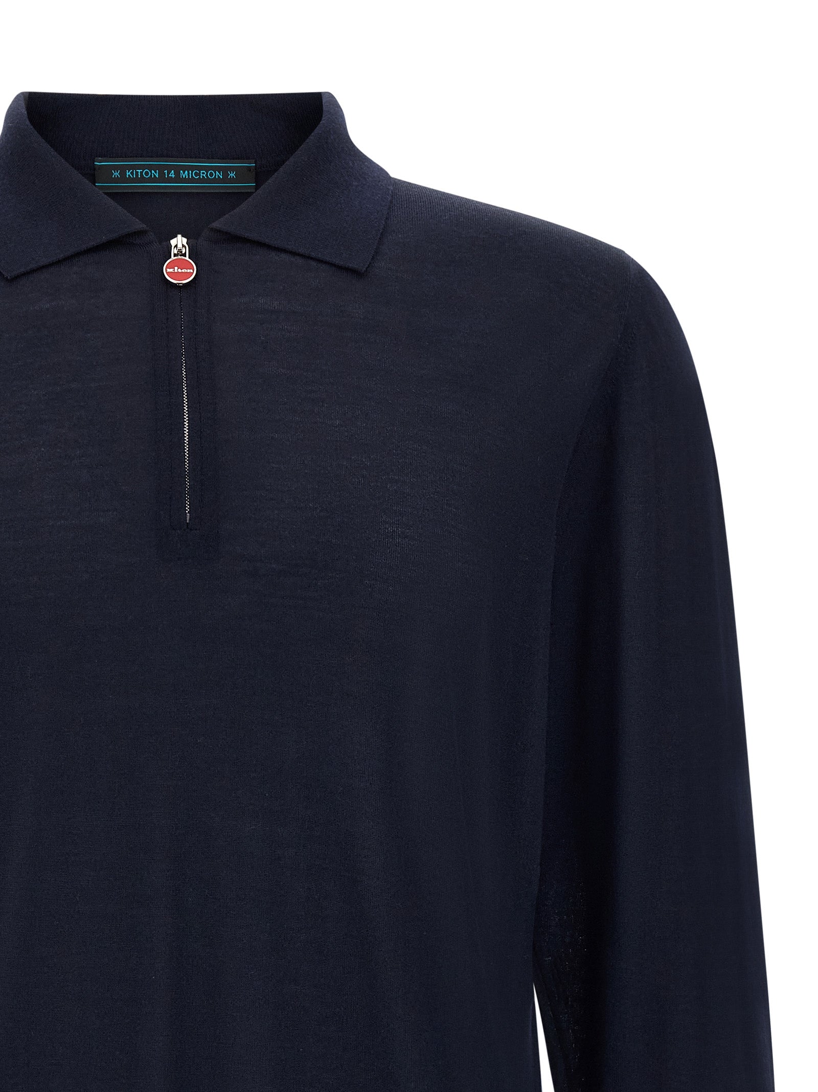 Kiton Blue Wool Polo Shirt