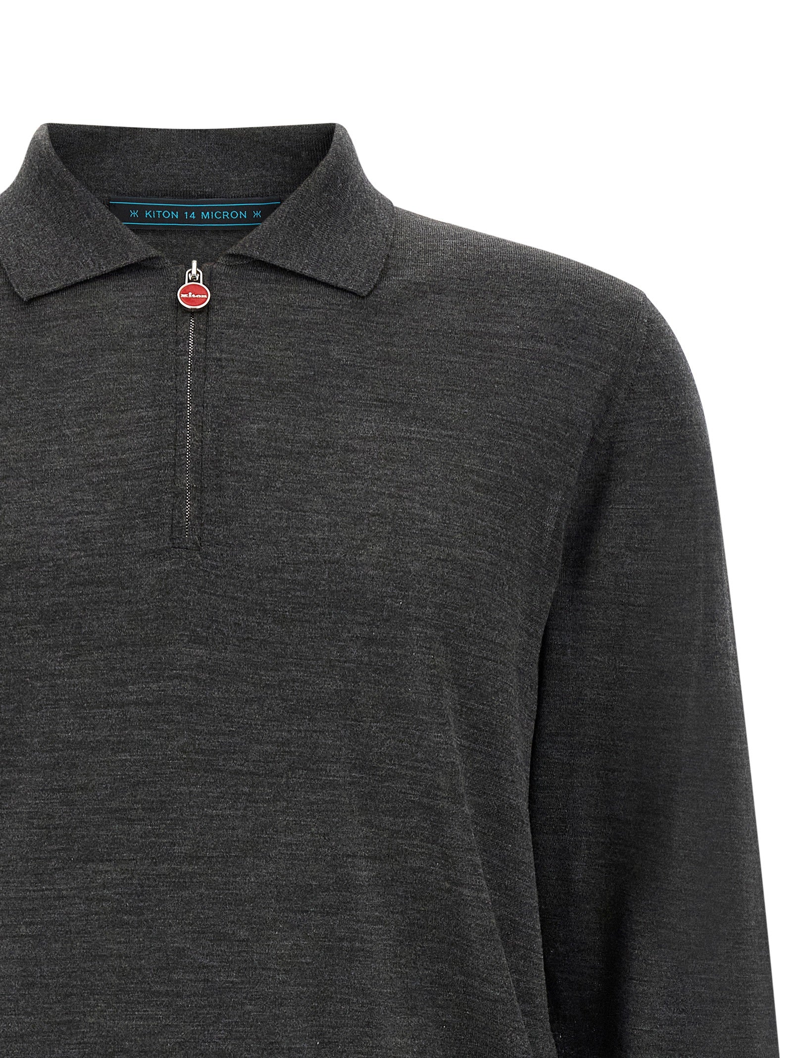 Kiton Gray Wool Polo Shirt