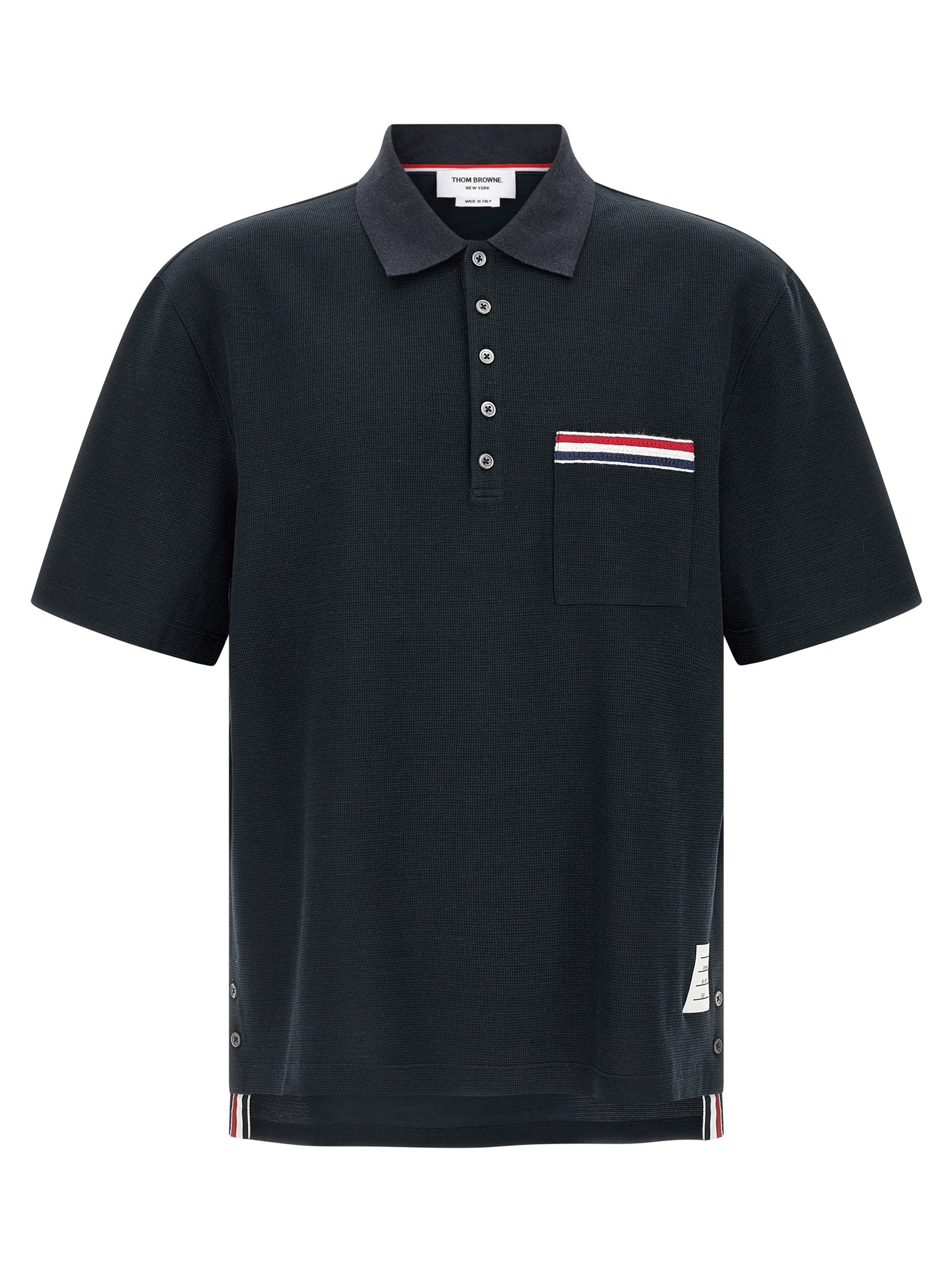 Thom Browne Blue Cotton Polo Shirt