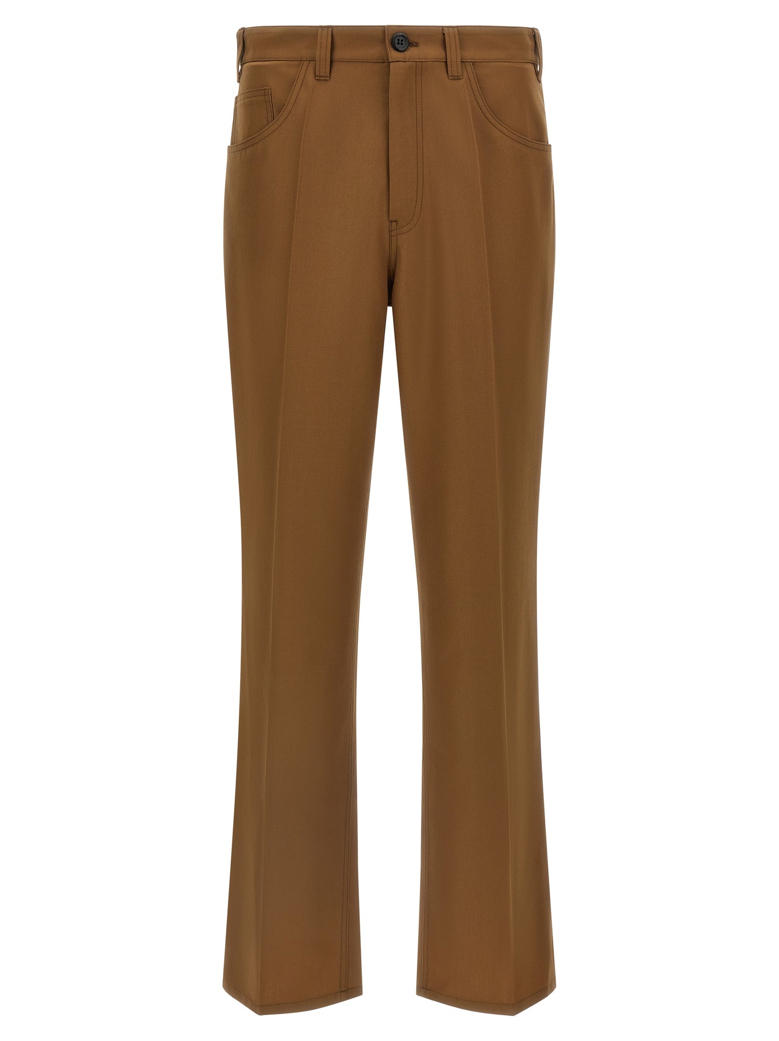 Marni Brown Virgin Wool Casual Pants