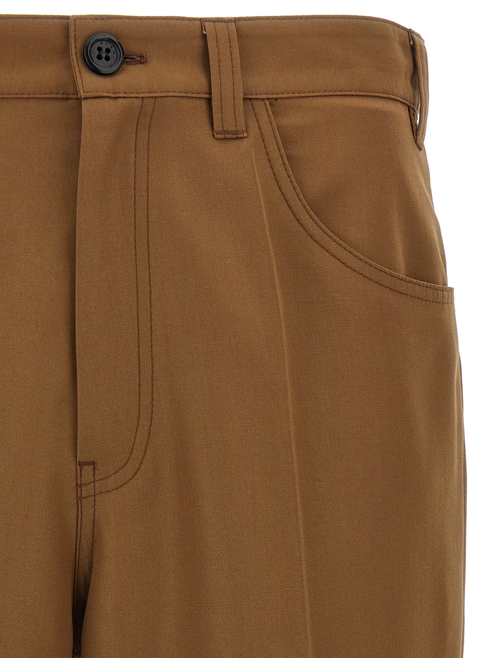 Marni Brown Virgin Wool Casual Pants