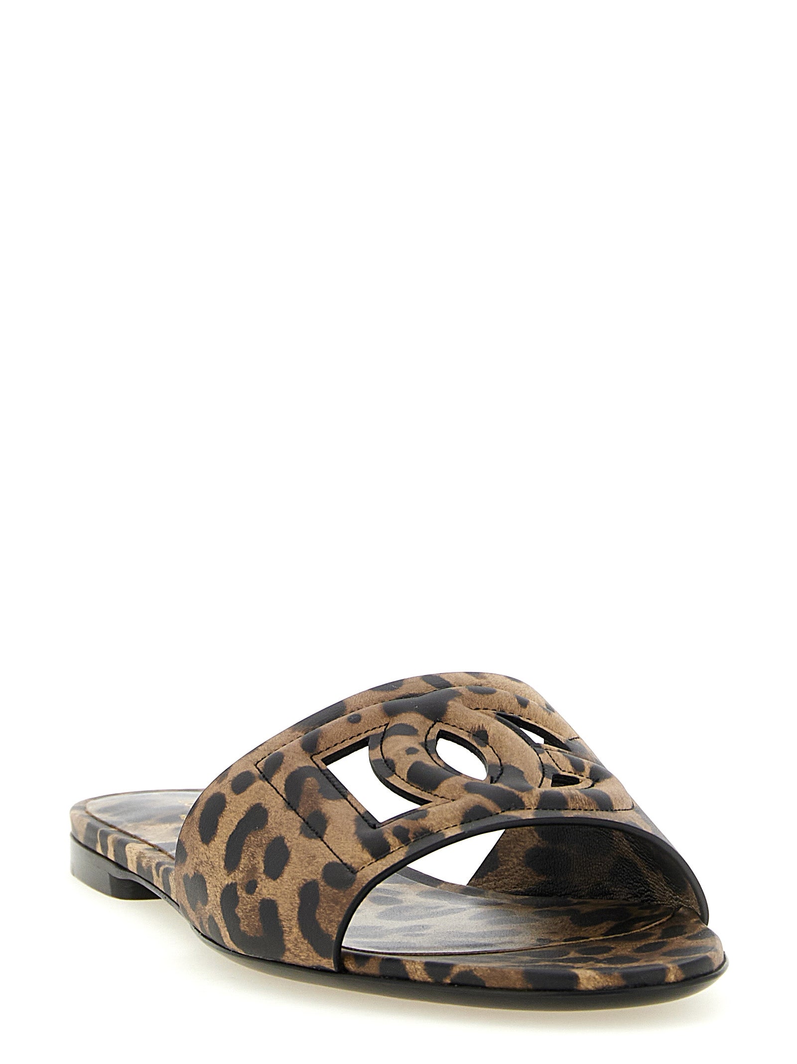 Dolce & Gabbana Brown Calfskin Slides