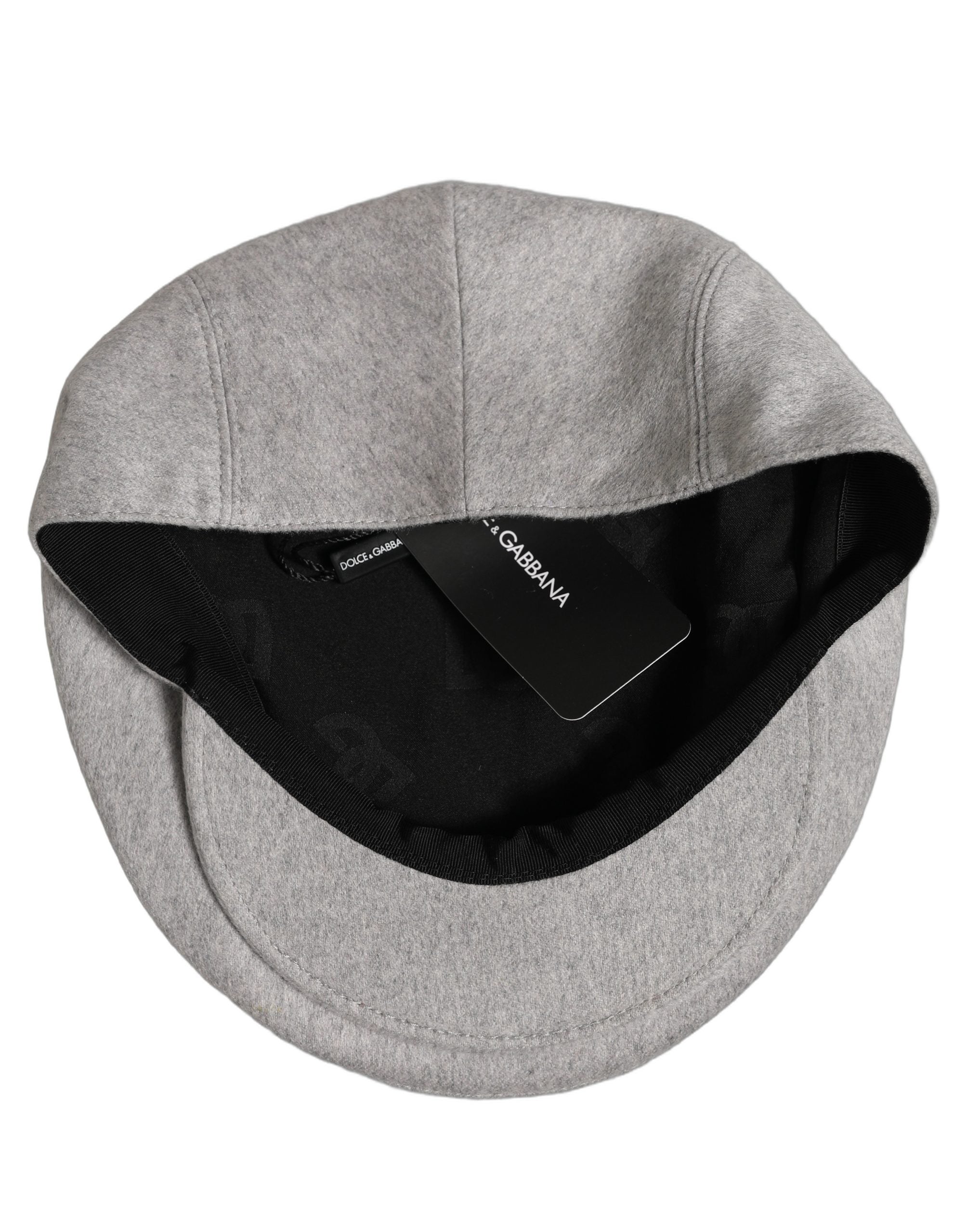 Dolce & Gabbana Men Light Grey Cashmere Newsboy Cabbie Cap Hat