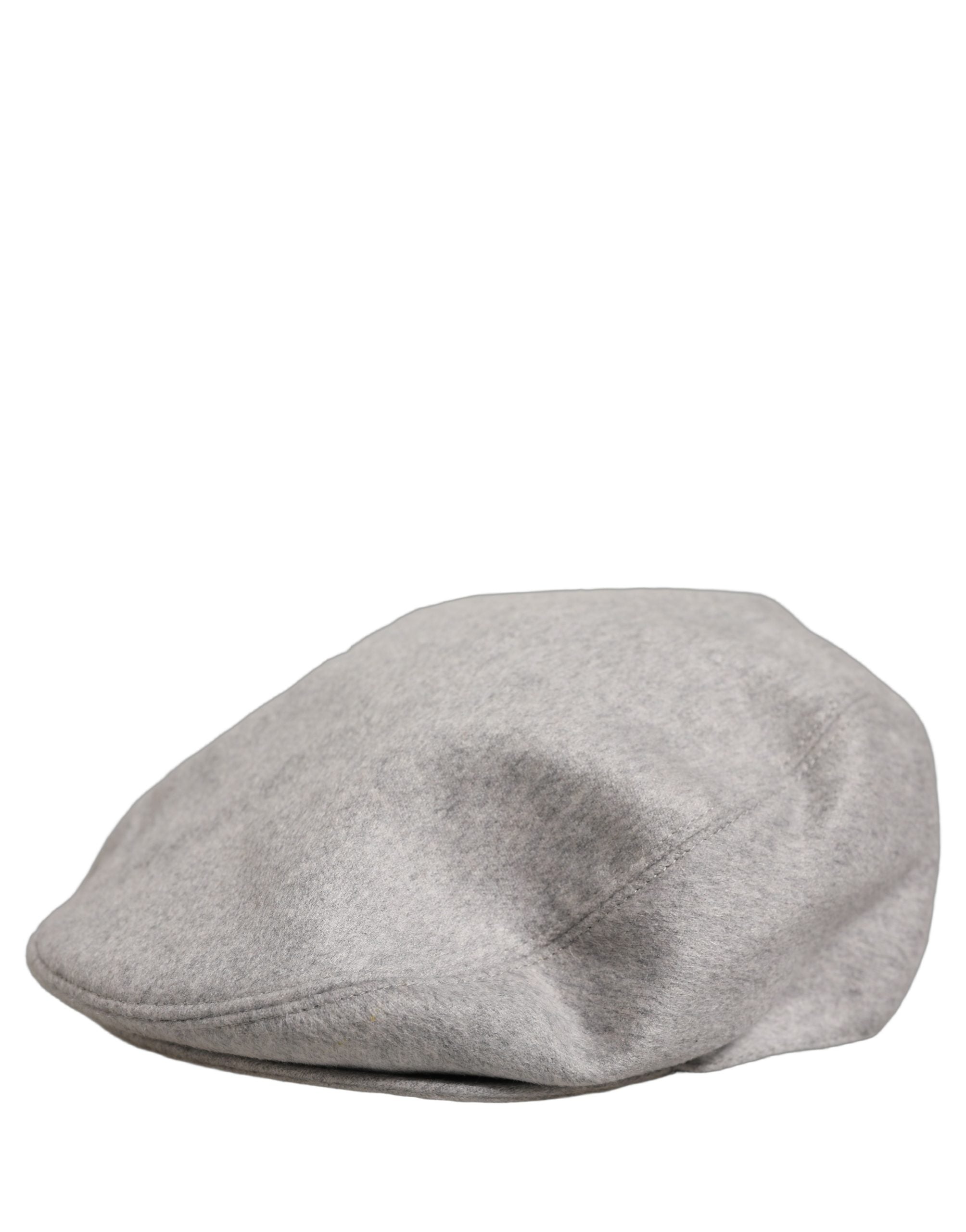 Dolce & Gabbana Men Light Grey Cashmere Newsboy Cabbie Cap Hat