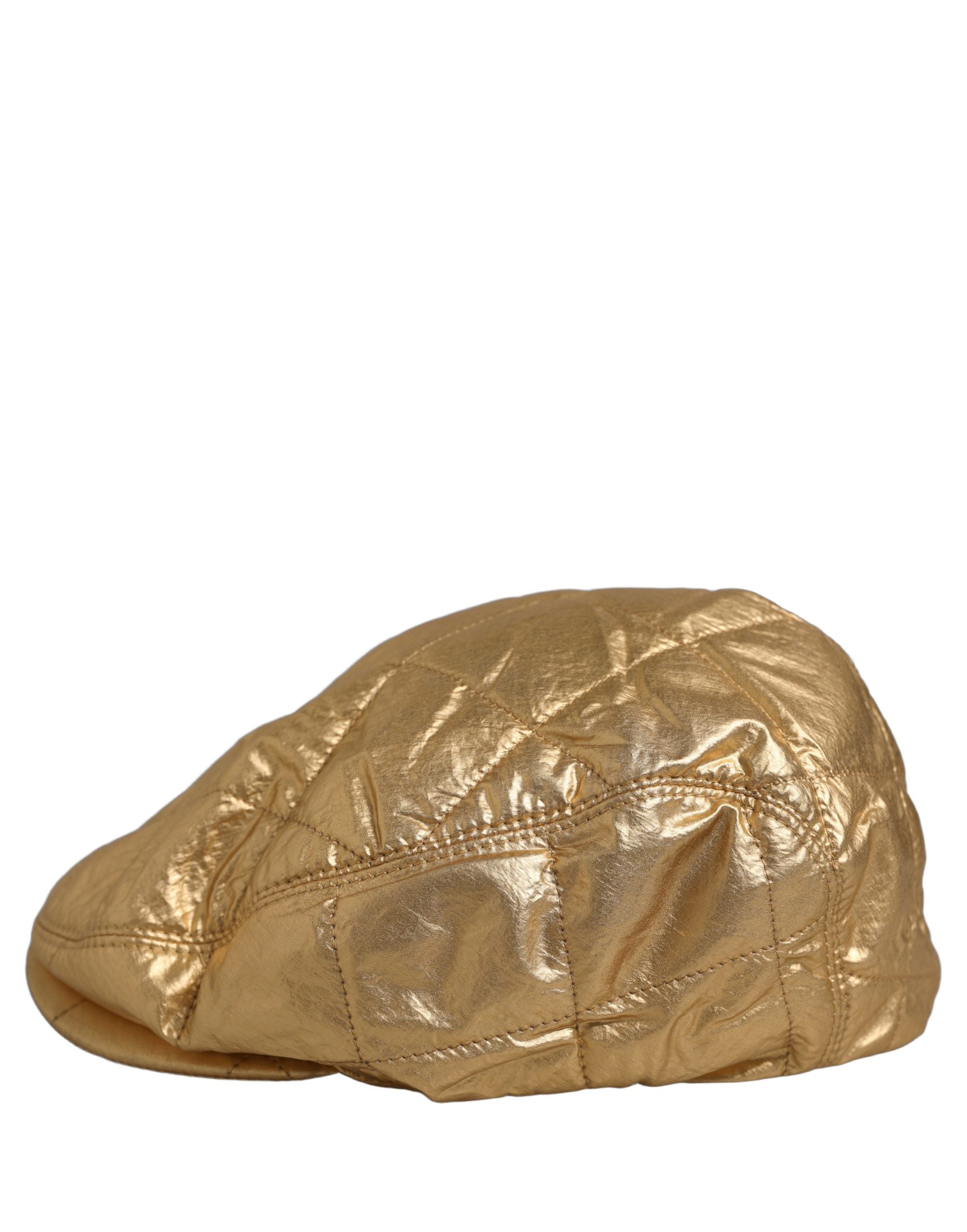 Dolce & Gabbana Men Gold Wide Quilted Newsboy Capello Hat