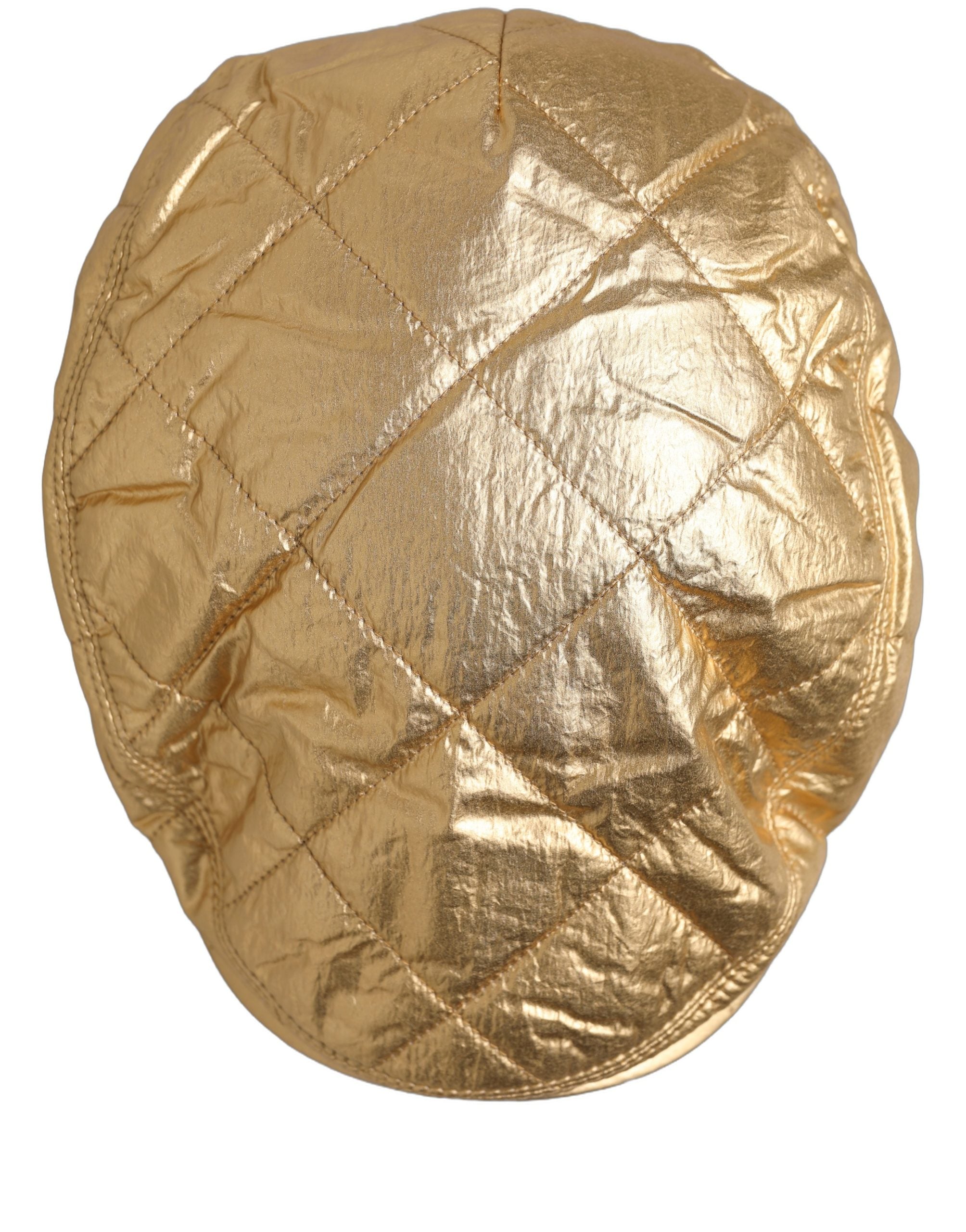 Dolce & Gabbana Men Gold Wide Quilted Newsboy Capello Hat
