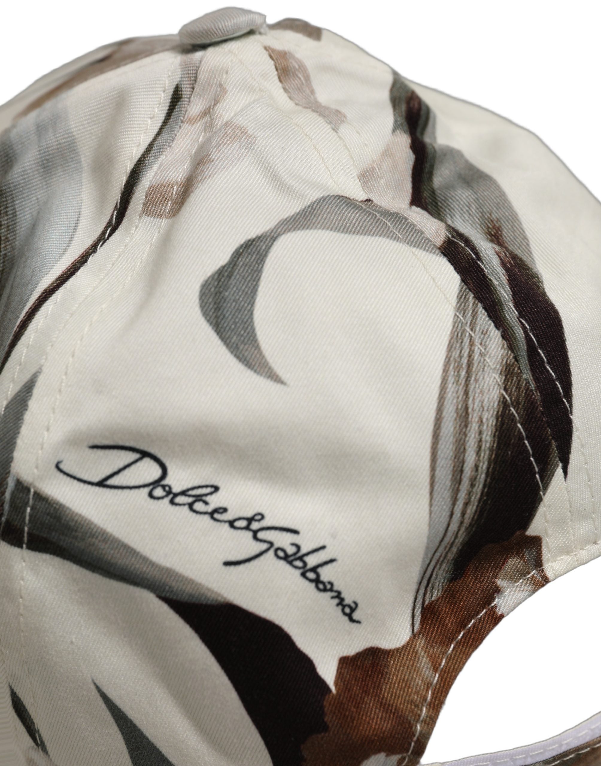 Dolce & Gabbana Men Beige Floral Cotton Baseball Capello Hat