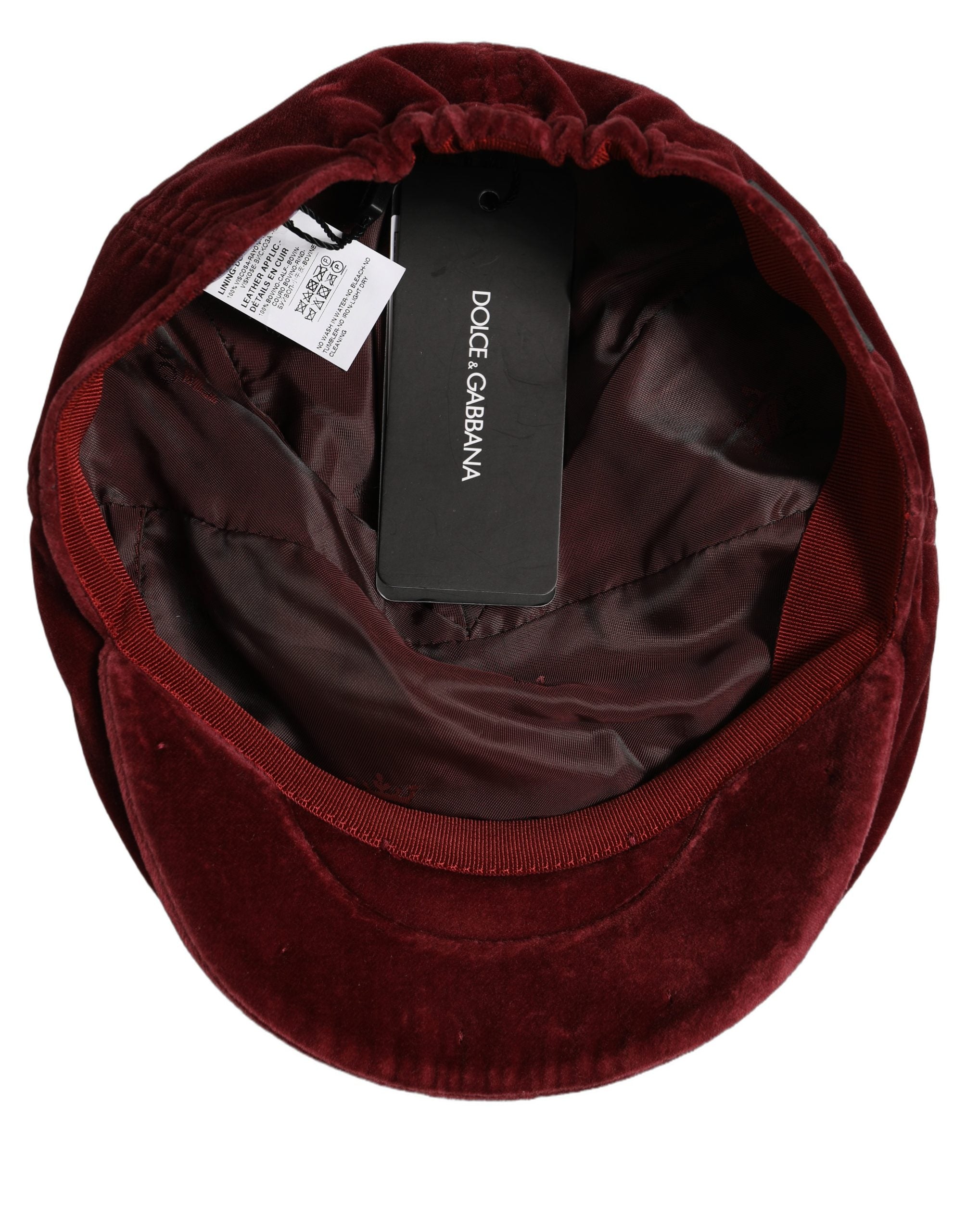 Dolce & Gabbana Men Dark Red Cotton Newsboy Capello Cabbie Hat