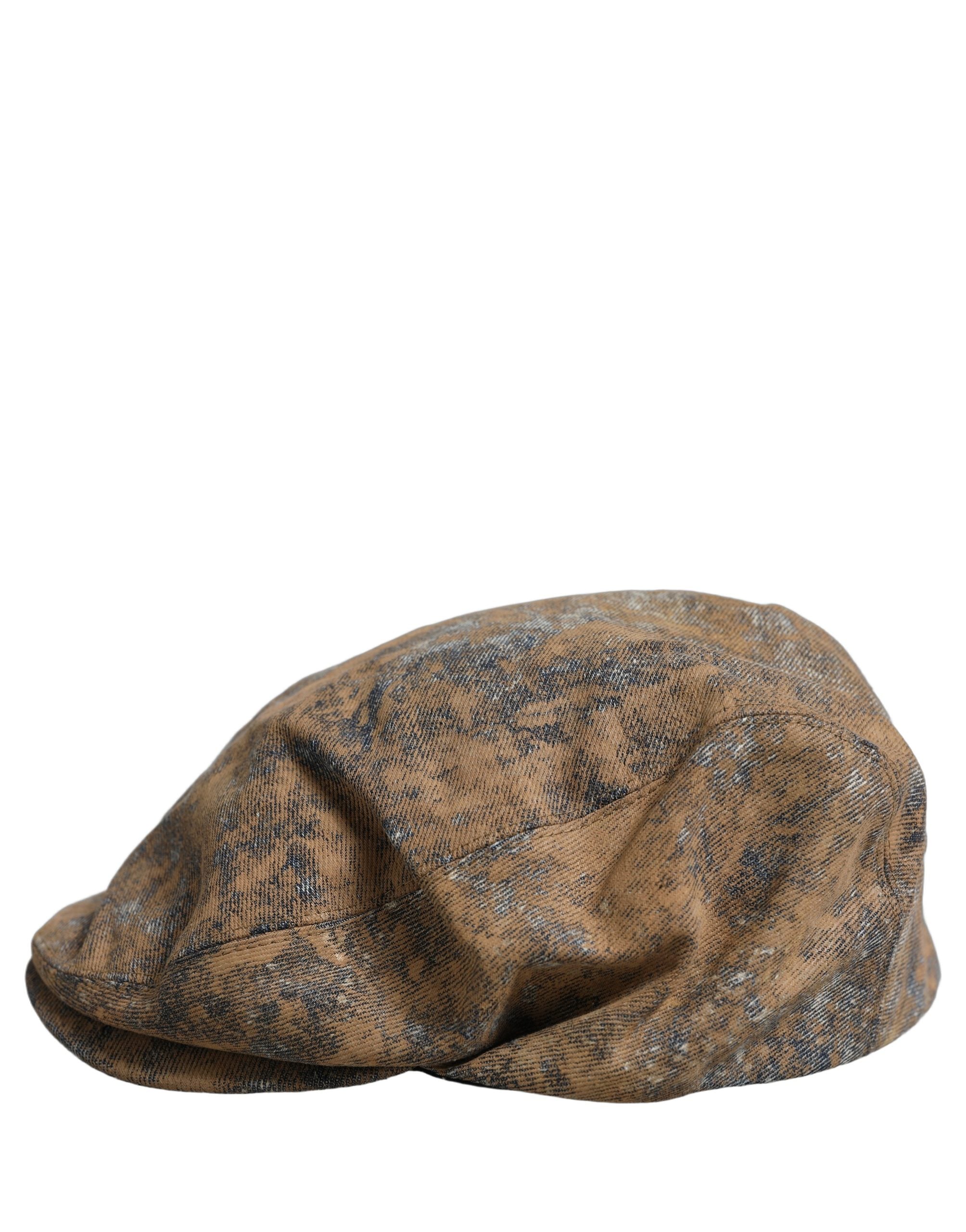 Dolce & Gabbana Men Brown Cotton Newsboy Capello Cabbie Hat