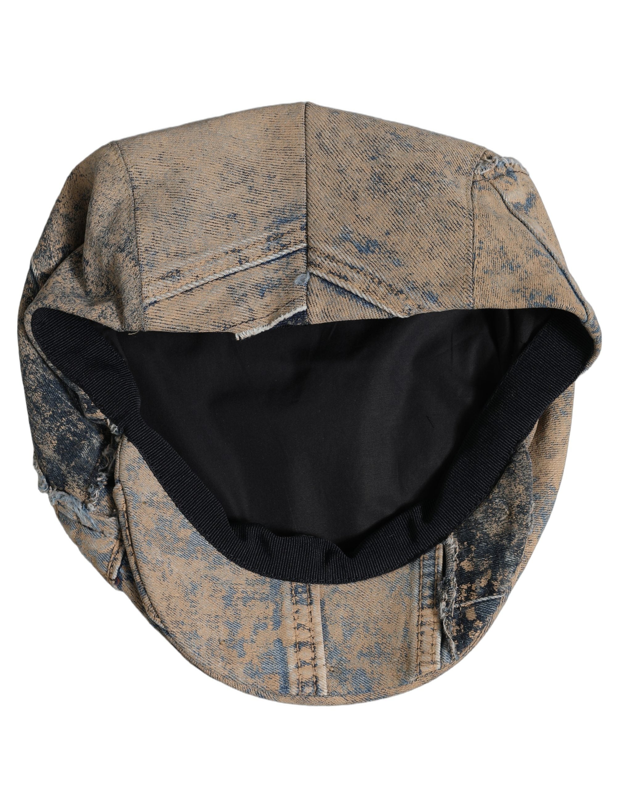 Dolce & Gabbana Brown Cotton Denim Newsboy Capello Cabbie Hat