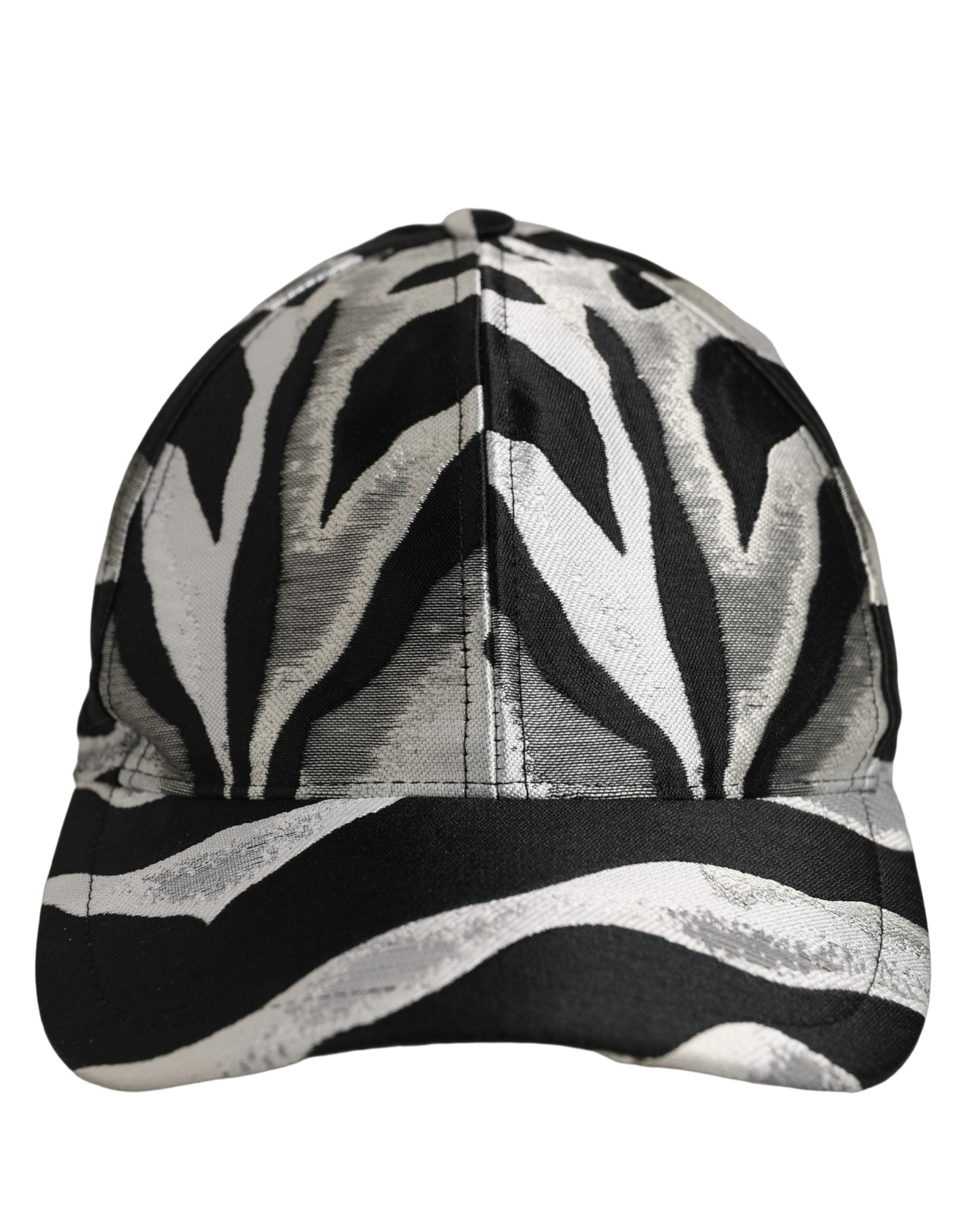 Dolce & Gabbana Men Black Silver Zebra Pattern Baseball Cap Hat