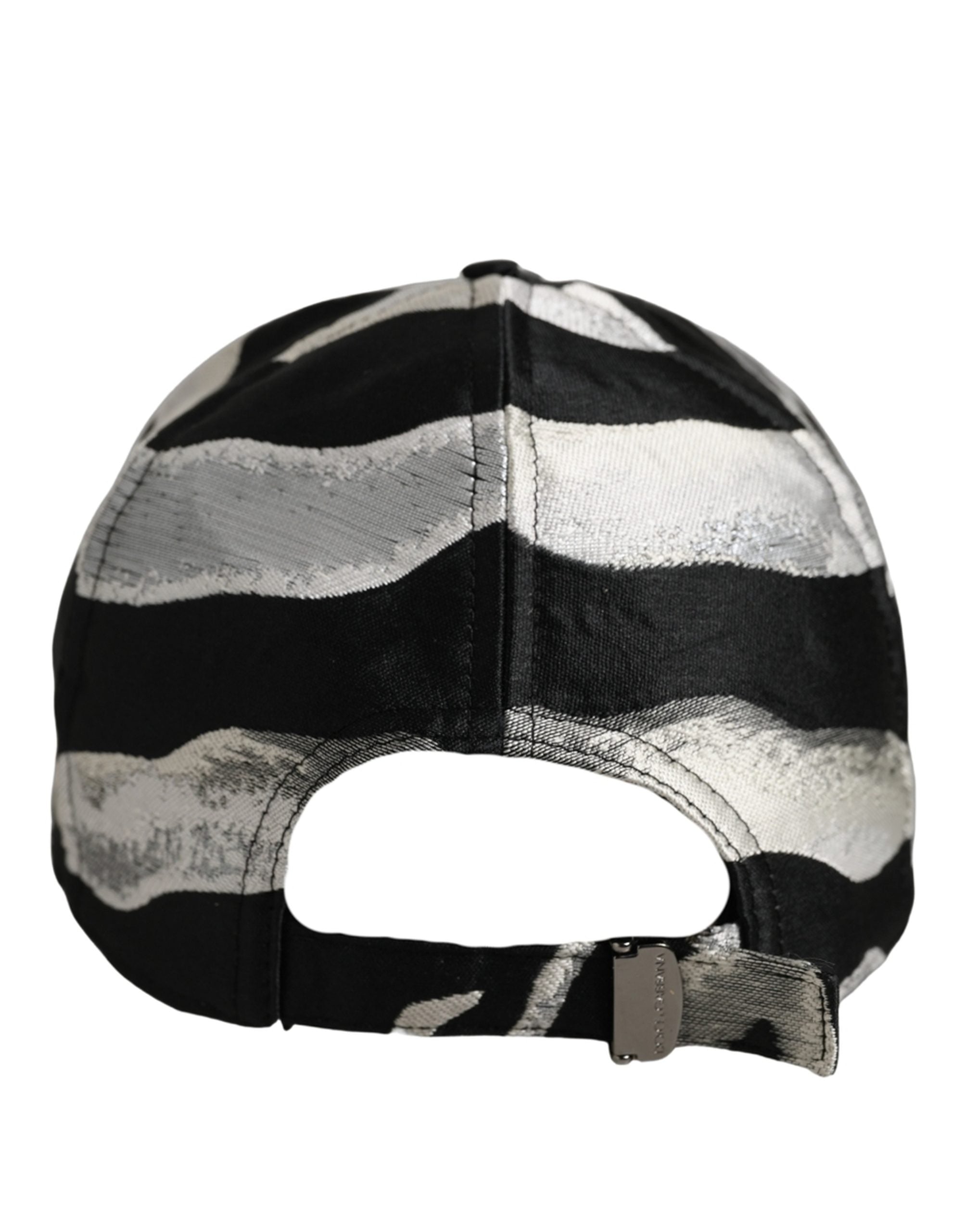 Dolce & Gabbana Men Black Silver Zebra Pattern Baseball Cap Hat